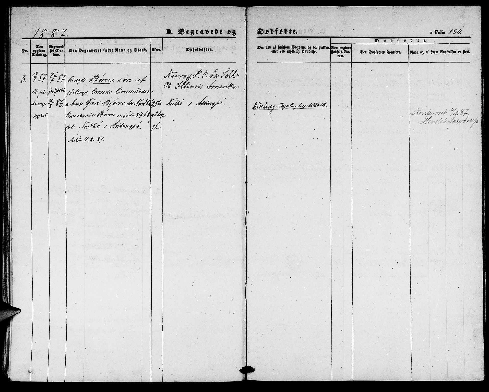 Rennesøy sokneprestkontor, SAST/A -101827/H/Ha/Hab/L0003: Klokkerbok nr. B 3, 1855-1888, s. 134