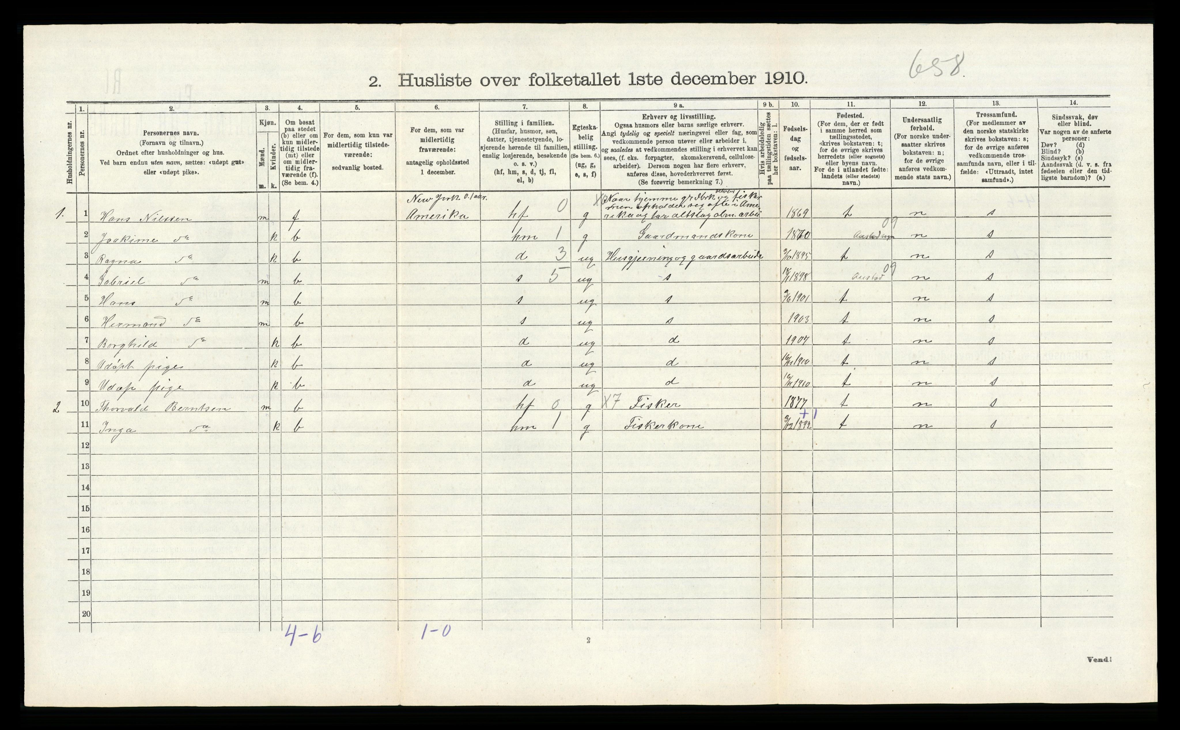 RA, Folketelling 1910 for 1040 Spind herred, 1910, s. 311