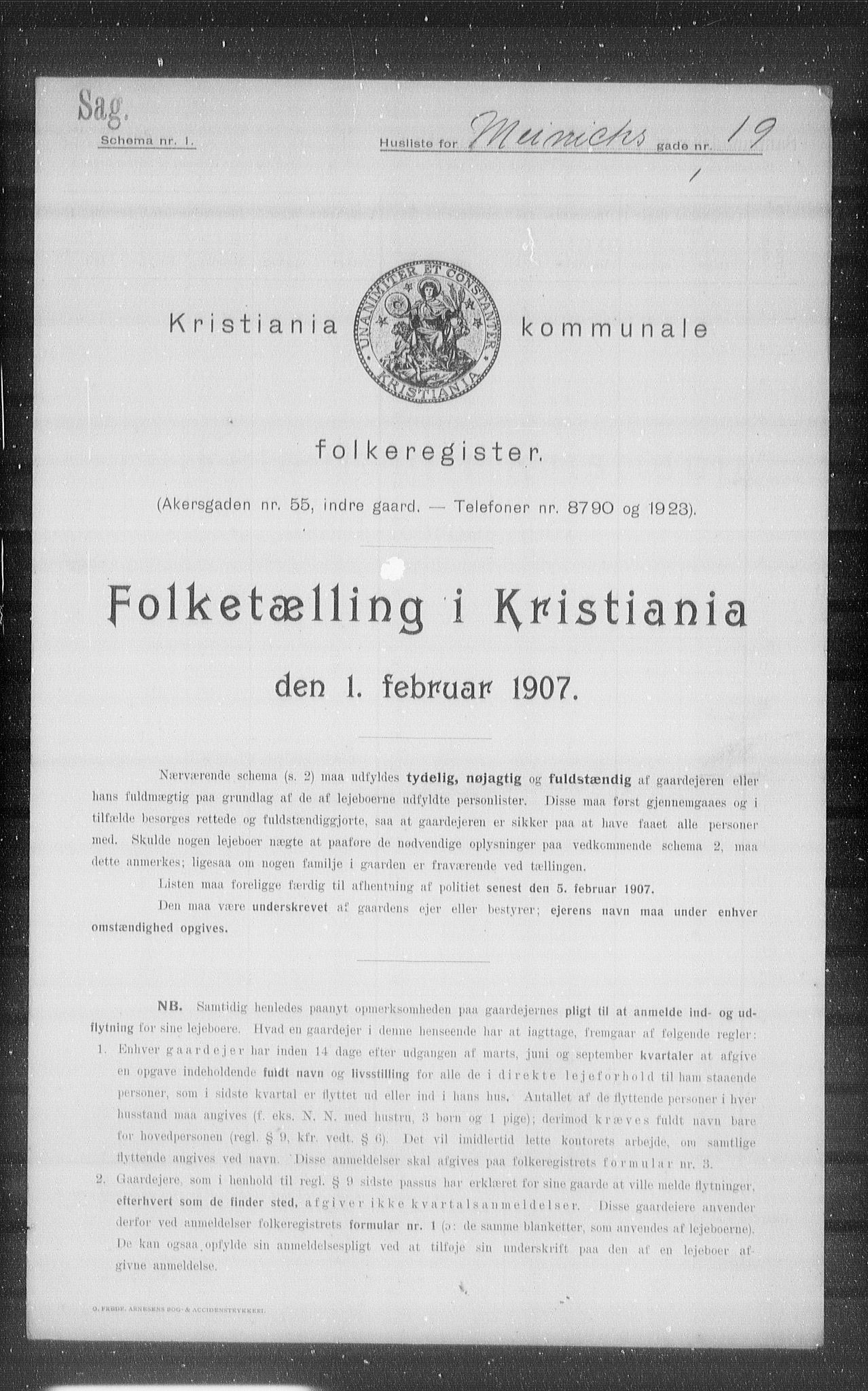 OBA, Kommunal folketelling 1.2.1907 for Kristiania kjøpstad, 1907, s. 33204