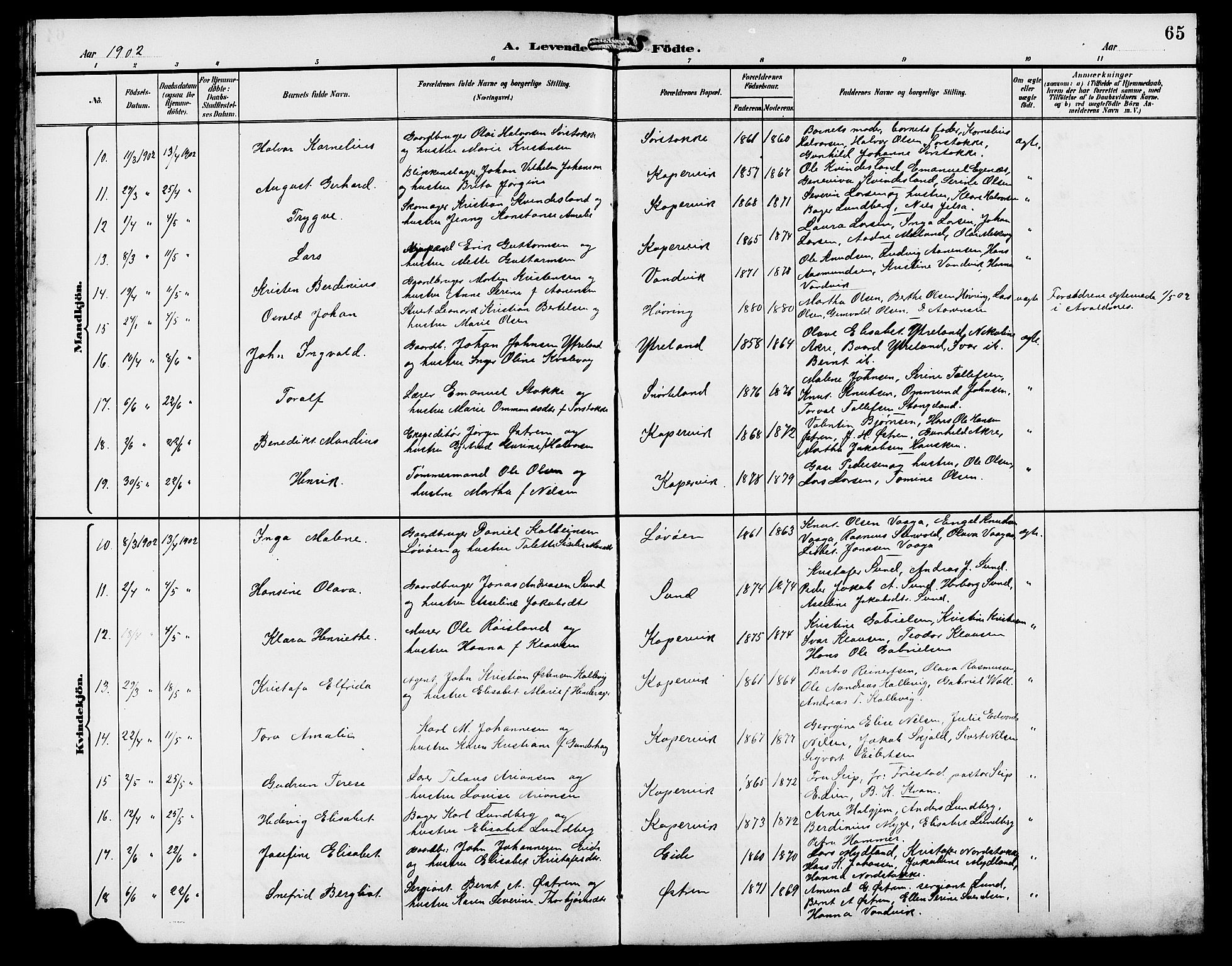 Kopervik sokneprestkontor, AV/SAST-A-101850/H/Ha/Hab/L0003: Klokkerbok nr. B 3, 1891-1909, s. 65