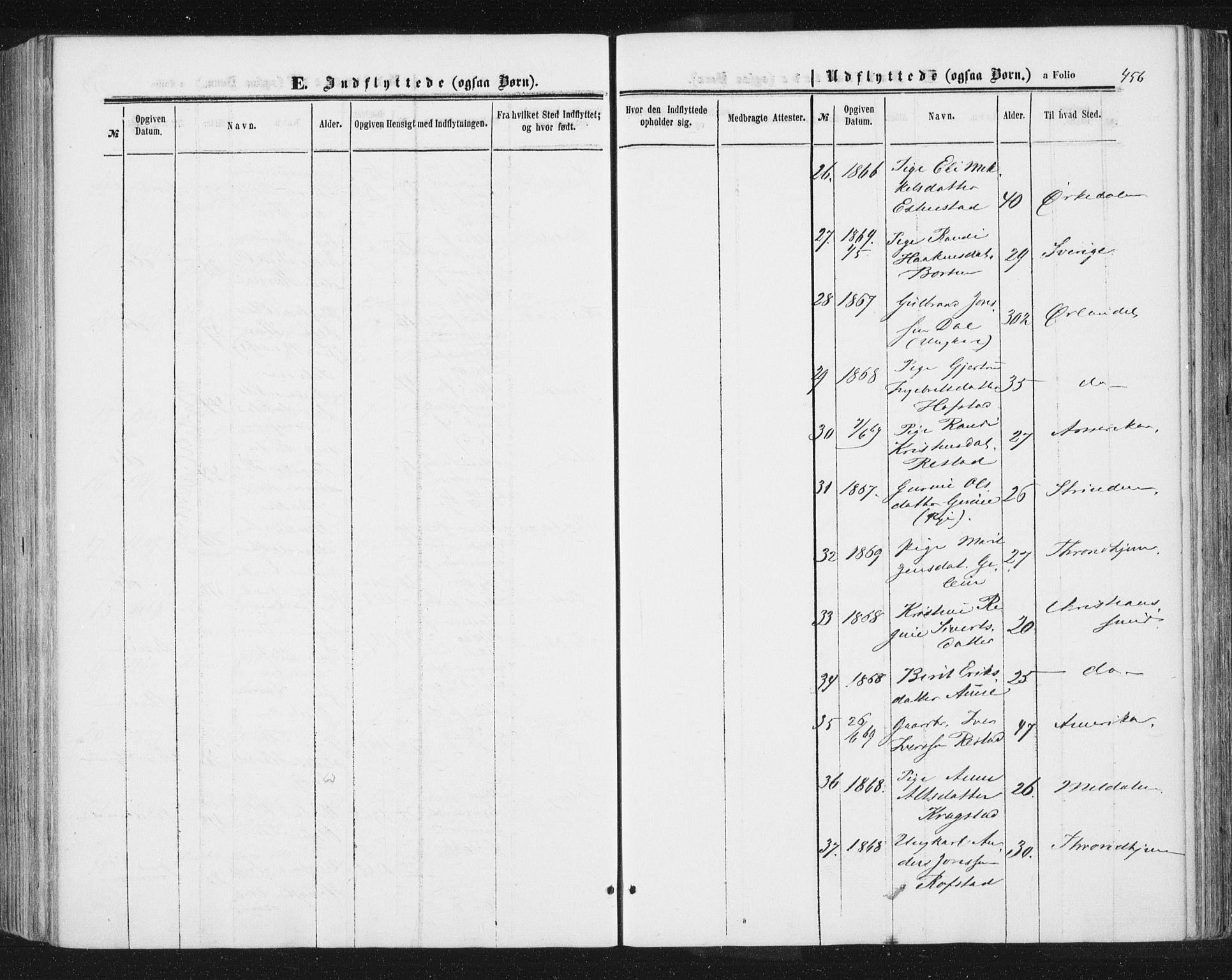 Ministerialprotokoller, klokkerbøker og fødselsregistre - Sør-Trøndelag, SAT/A-1456/691/L1077: Ministerialbok nr. 691A09, 1862-1873, s. 456