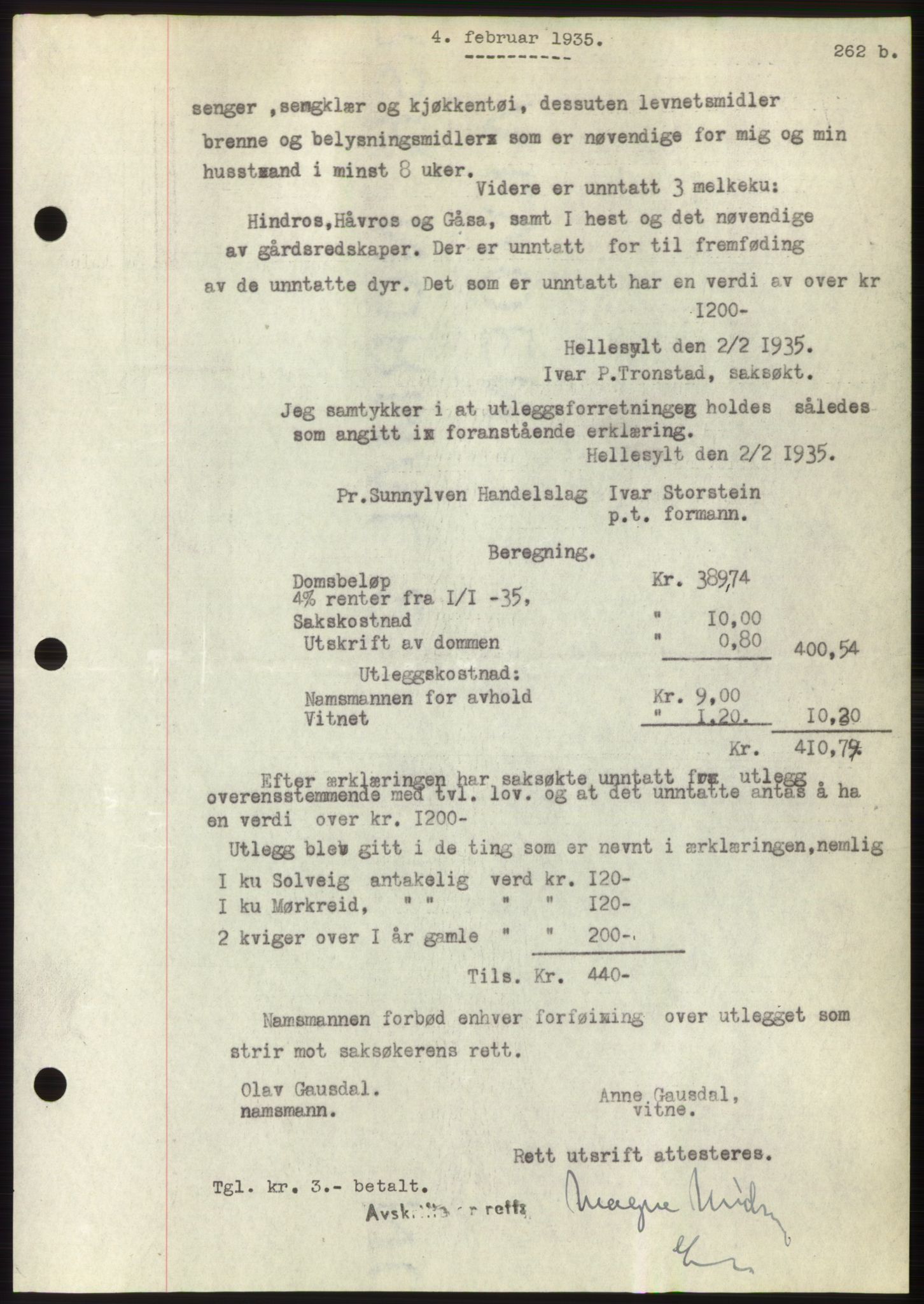 Nordre Sunnmøre sorenskriveri, AV/SAT-A-0006/1/2/2C/2Ca/L0057: Pantebok nr. 57, 1934-1935, Tingl.dato: 04.02.1935