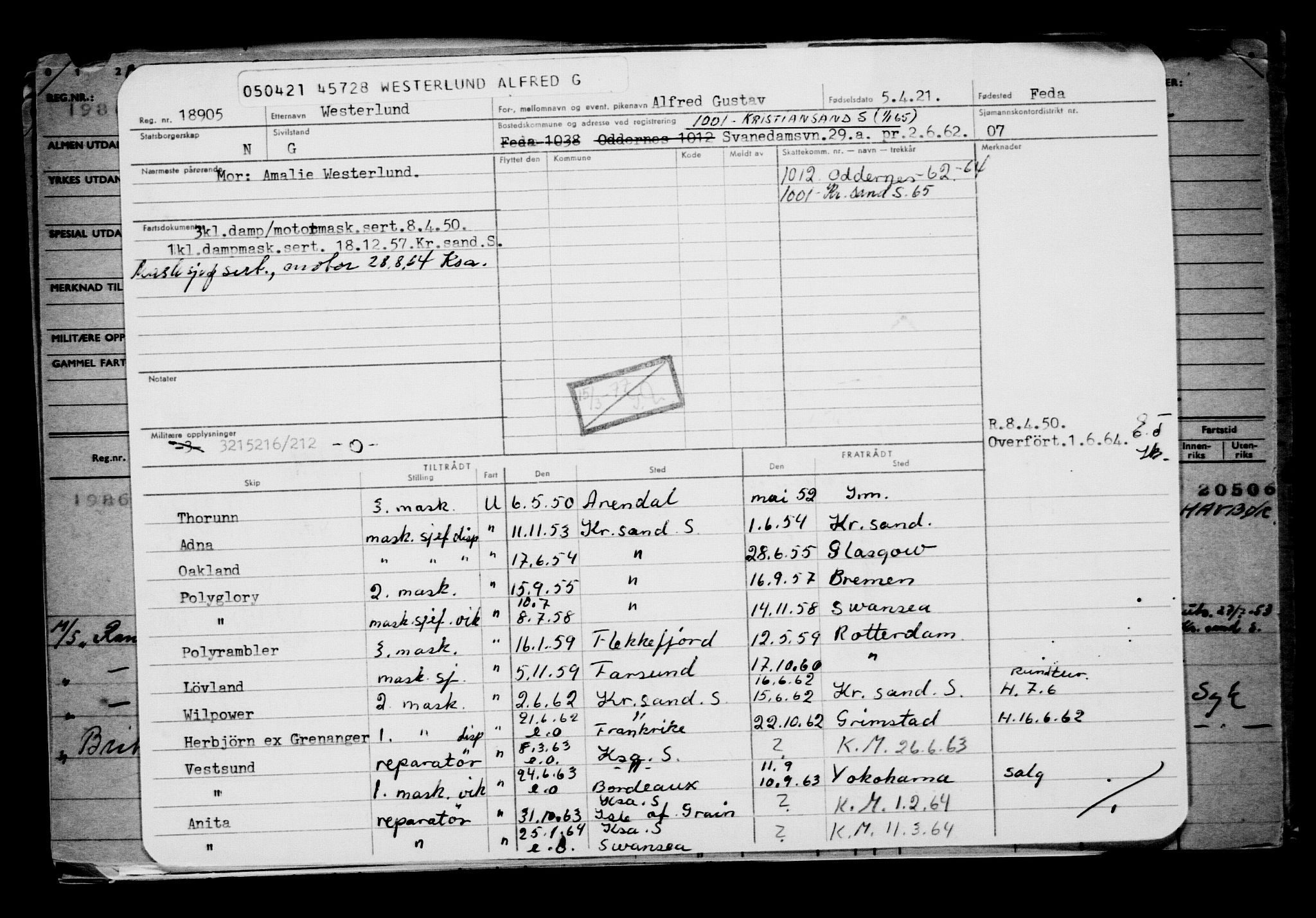 Direktoratet for sjømenn, AV/RA-S-3545/G/Gb/L0192: Hovedkort, 1921, s. 138