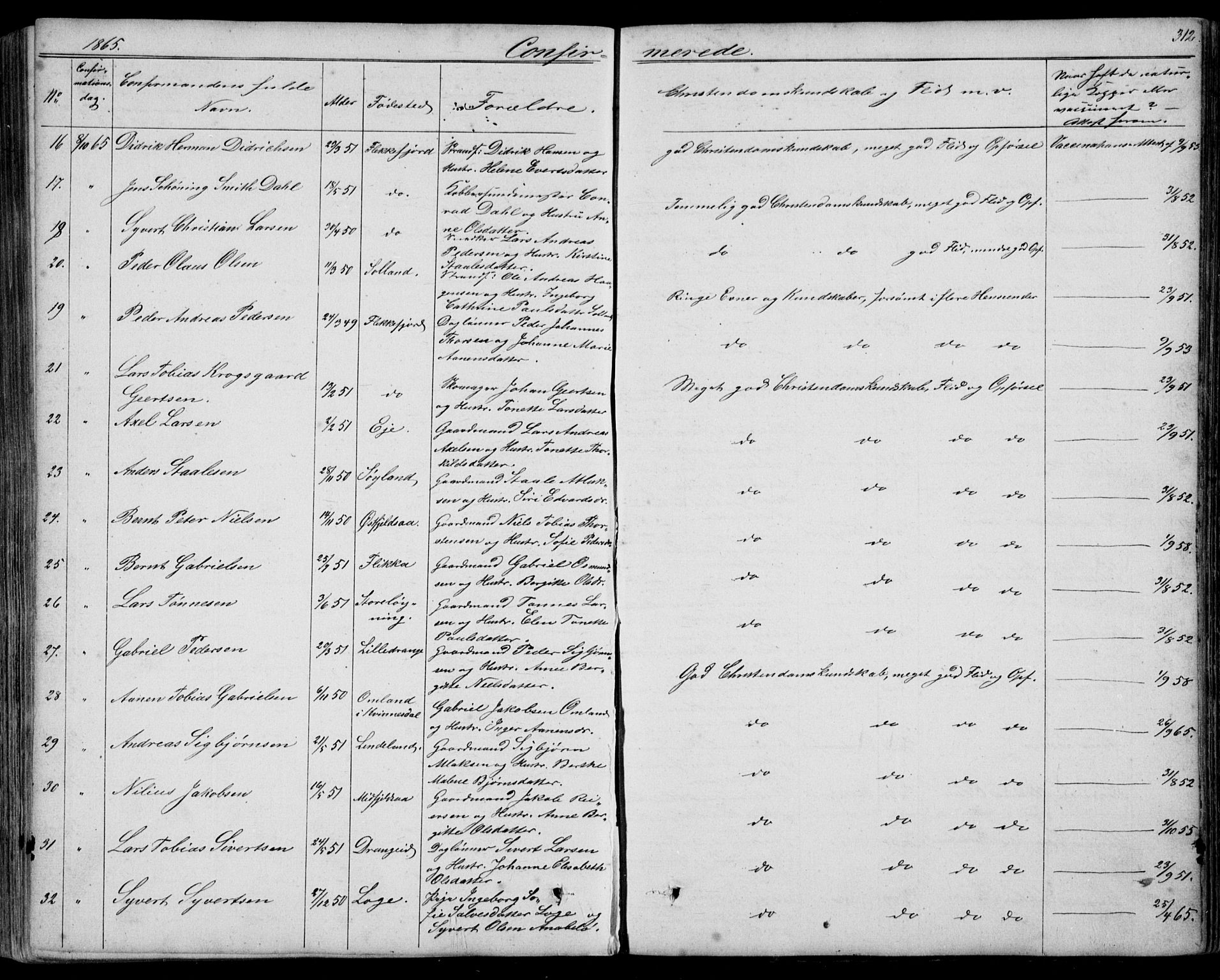 Flekkefjord sokneprestkontor, AV/SAK-1111-0012/F/Fb/Fbc/L0005: Klokkerbok nr. B 5, 1846-1866, s. 312