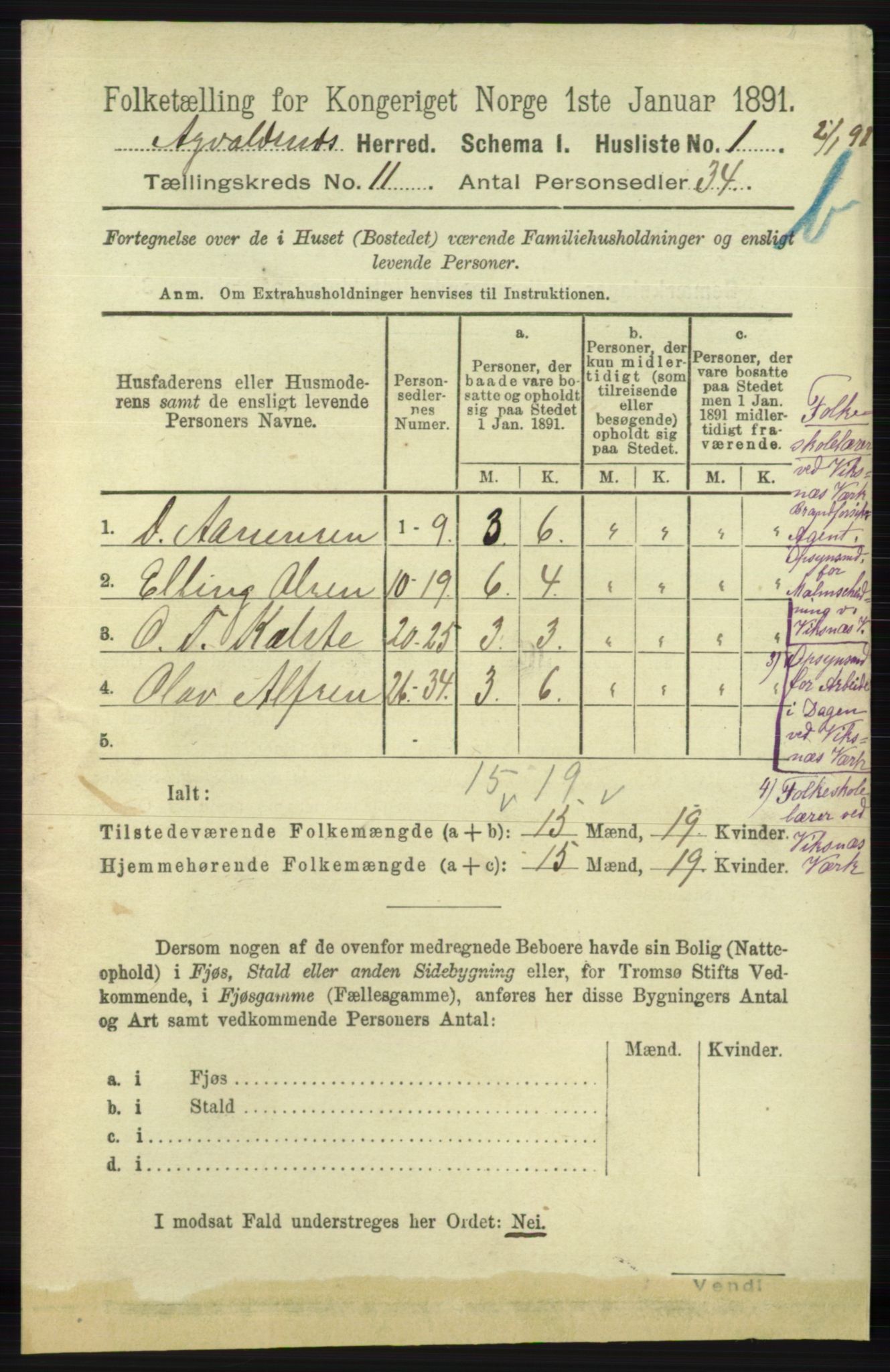 RA, Folketelling 1891 for 1147 Avaldsnes herred, 1891, s. 6167