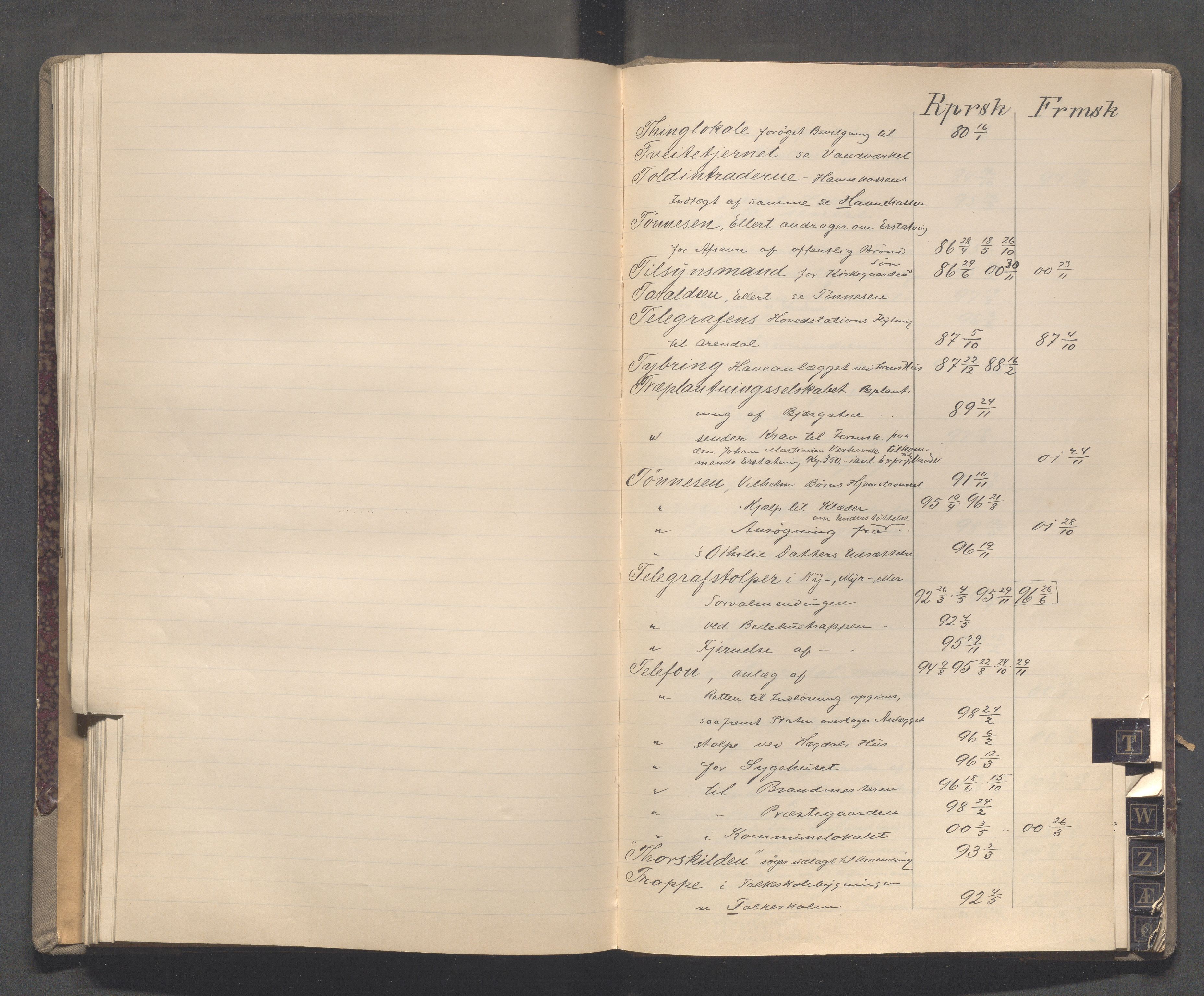 Egersund kommune (Ladested) - Formannskapet, IKAR/K-100502/C/Cb/L0001: Saksregister, 1880-1903, s. 105