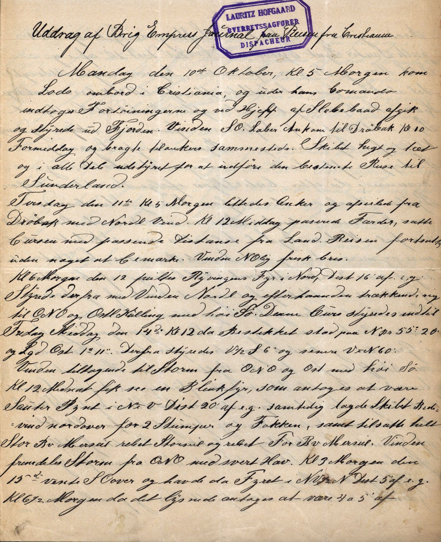 Pa 63 - Østlandske skibsassuranceforening, VEMU/A-1079/G/Ga/L0029/0005: Havaridokumenter / Empress, Else Kathrine, Elida, Vikingstad, Væni, 1892, s. 12
