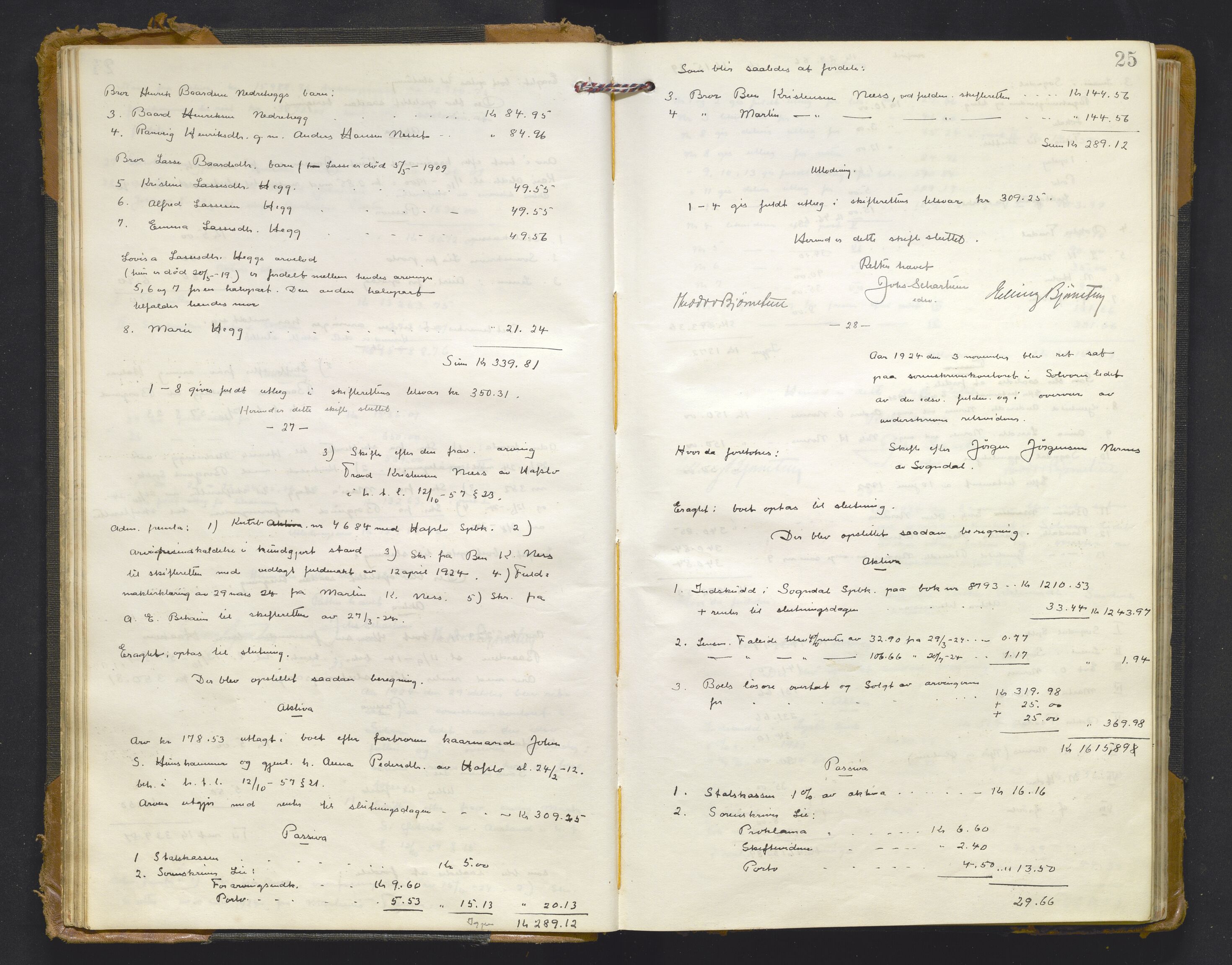 Indre Sogn tingrett, AV/SAB-A-3301/1/H/Hd/L0009: Skifteutlodningsprotokoll 9, 1923-1932, s. 24b-25a