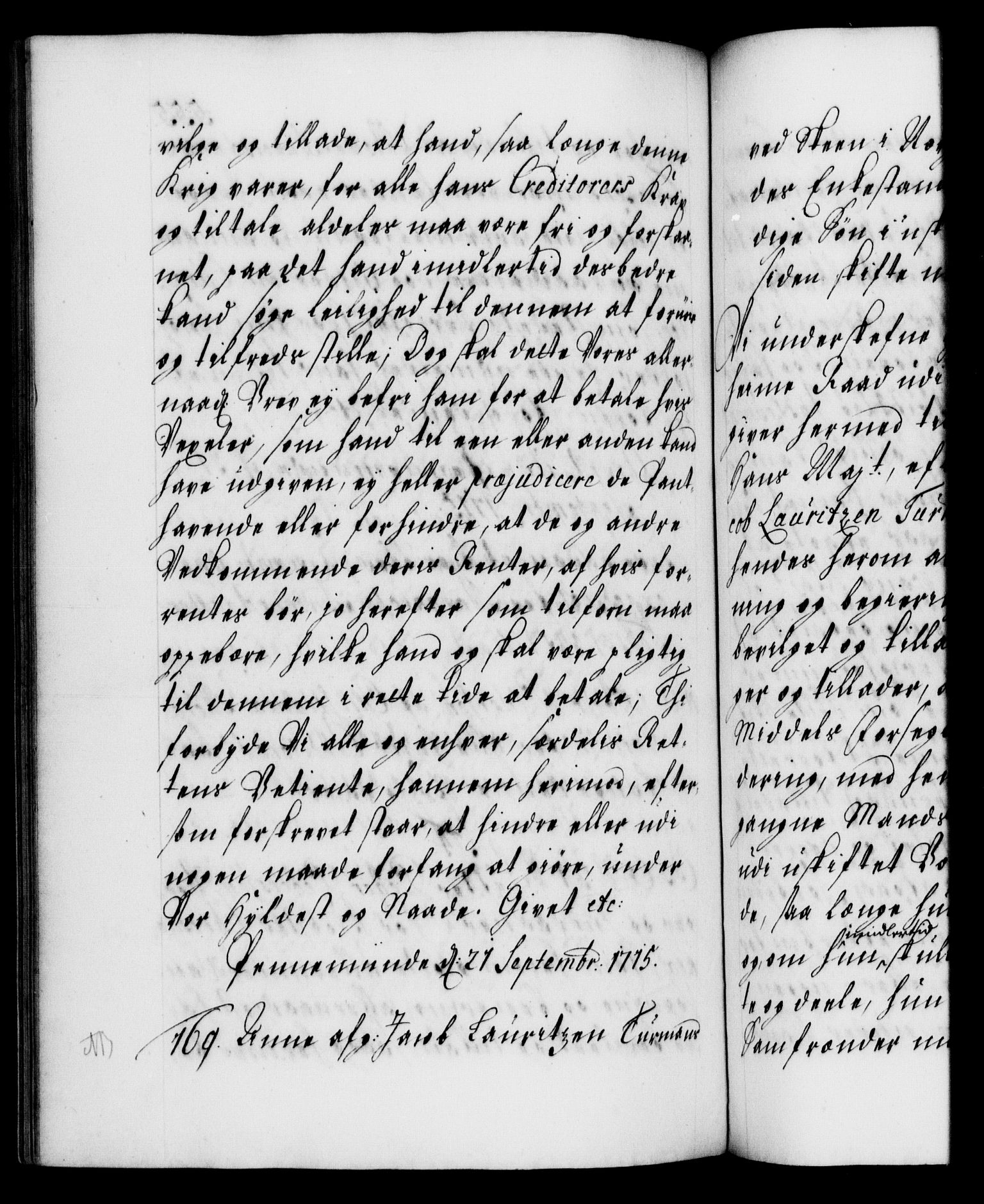 Danske Kanselli 1572-1799, AV/RA-EA-3023/F/Fc/Fca/Fcaa/L0021: Norske registre, 1712-1715, s. 555b