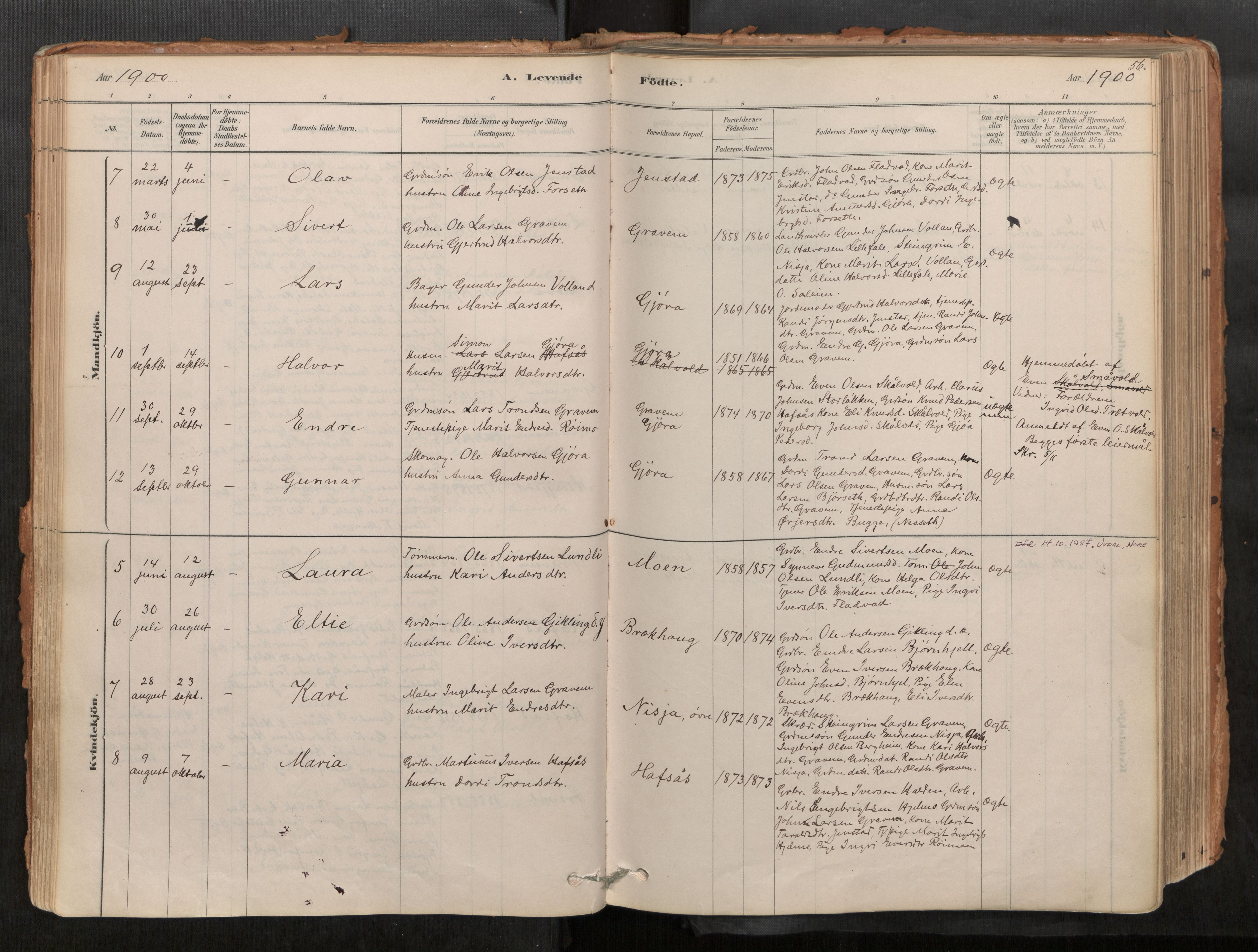 Sunndal sokneprestkontor, SAT/A-1085/1/I/I1/I1a/L0001: Ministerialbok nr. 1, 1877-1914, s. 56