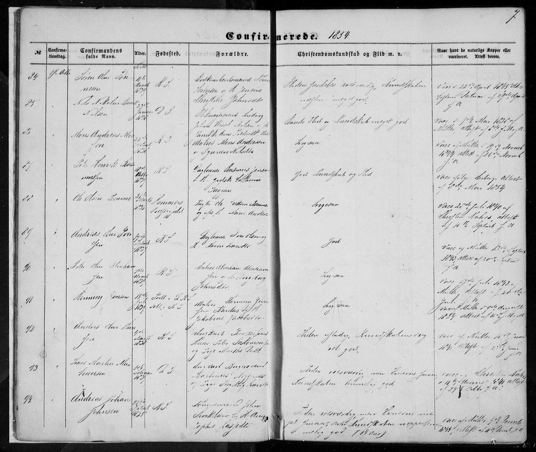 Korskirken sokneprestembete, SAB/A-76101/H/Haa/L0027: Ministerialbok nr. C 3, 1854-1868, s. 7