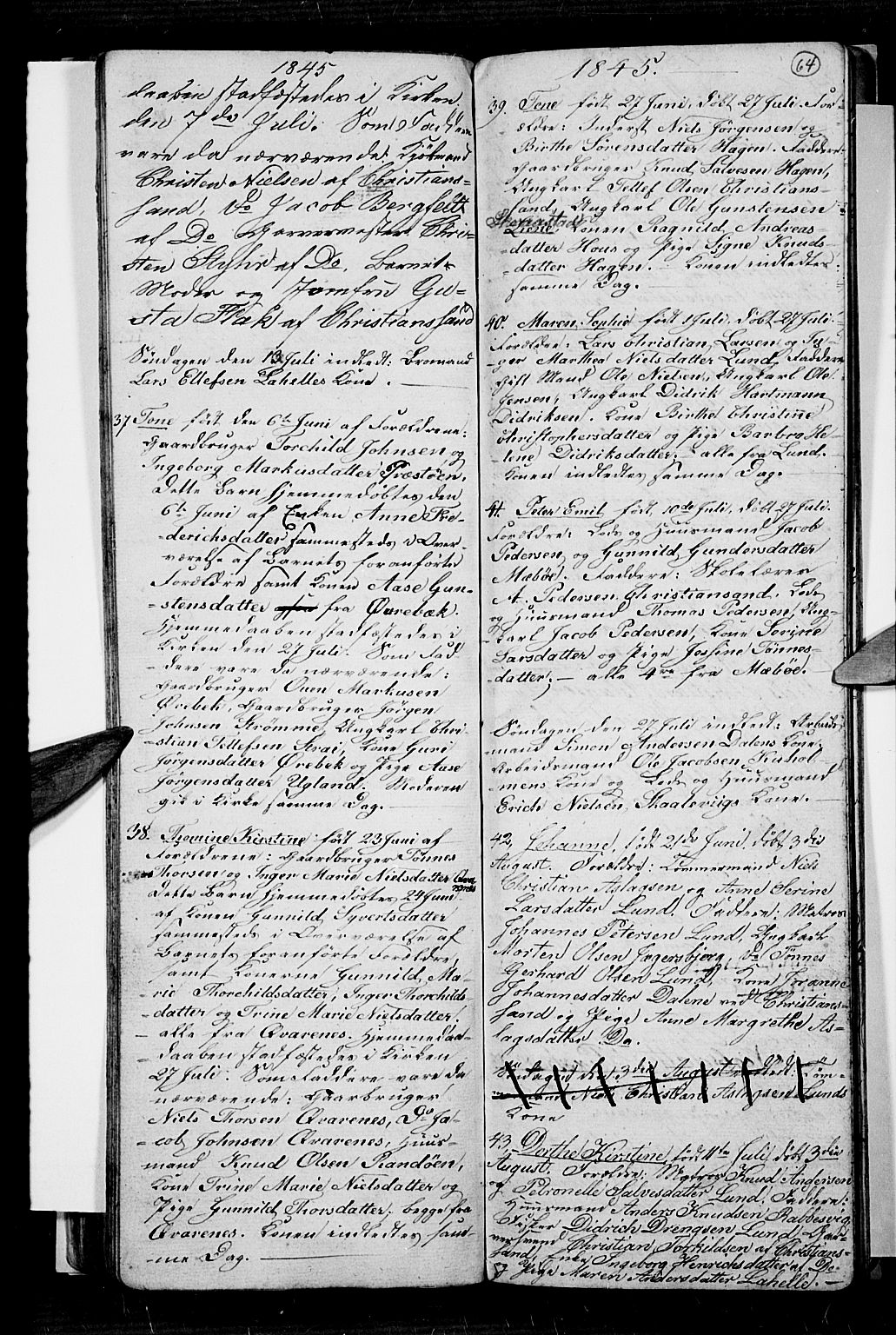 Oddernes sokneprestkontor, AV/SAK-1111-0033/F/Fb/Fba/L0004: Klokkerbok nr. B 4, 1837-1846, s. 64