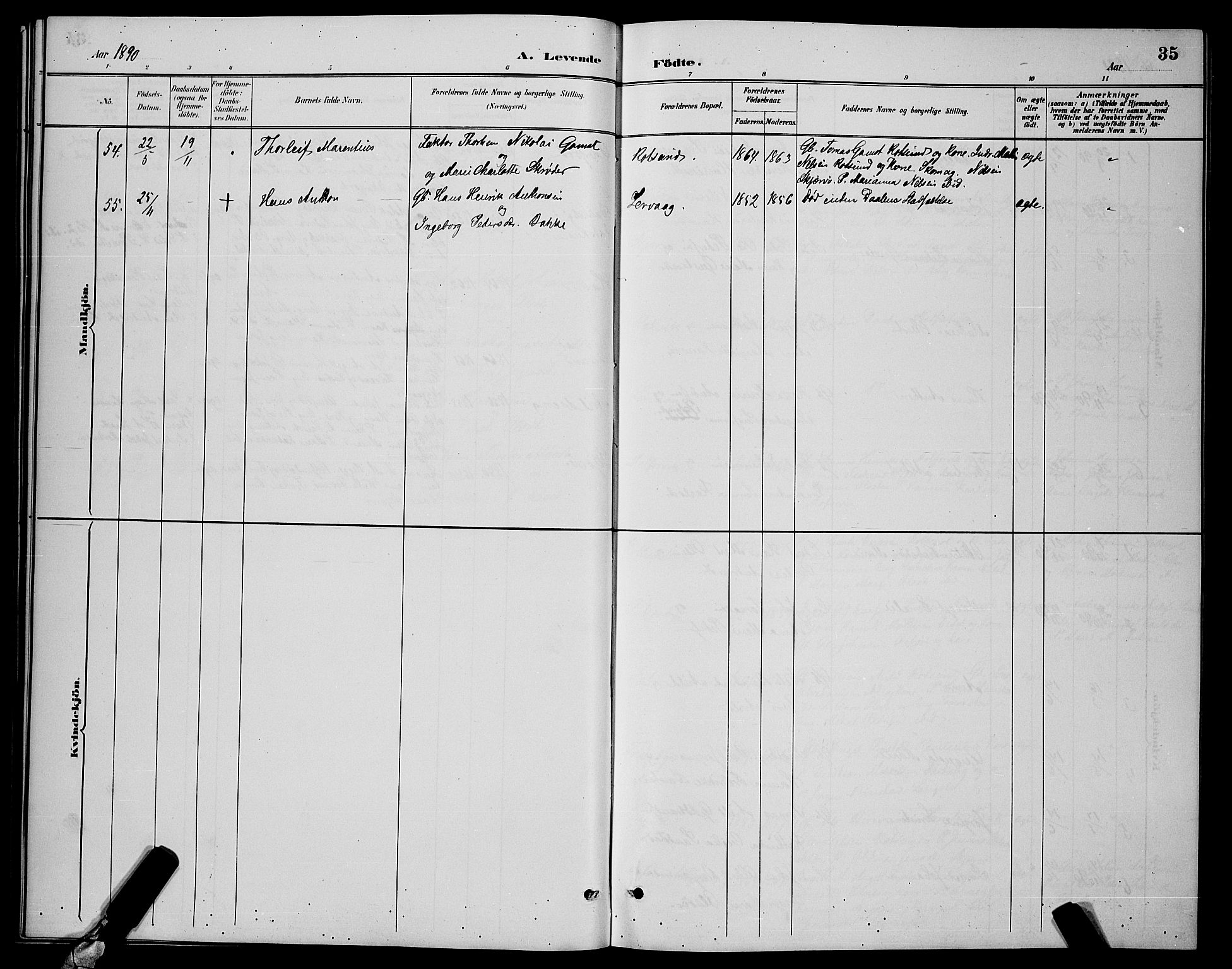 Skjervøy sokneprestkontor, AV/SATØ-S-1300/H/Ha/Hab/L0007klokker: Klokkerbok nr. 7, 1889-1899, s. 35