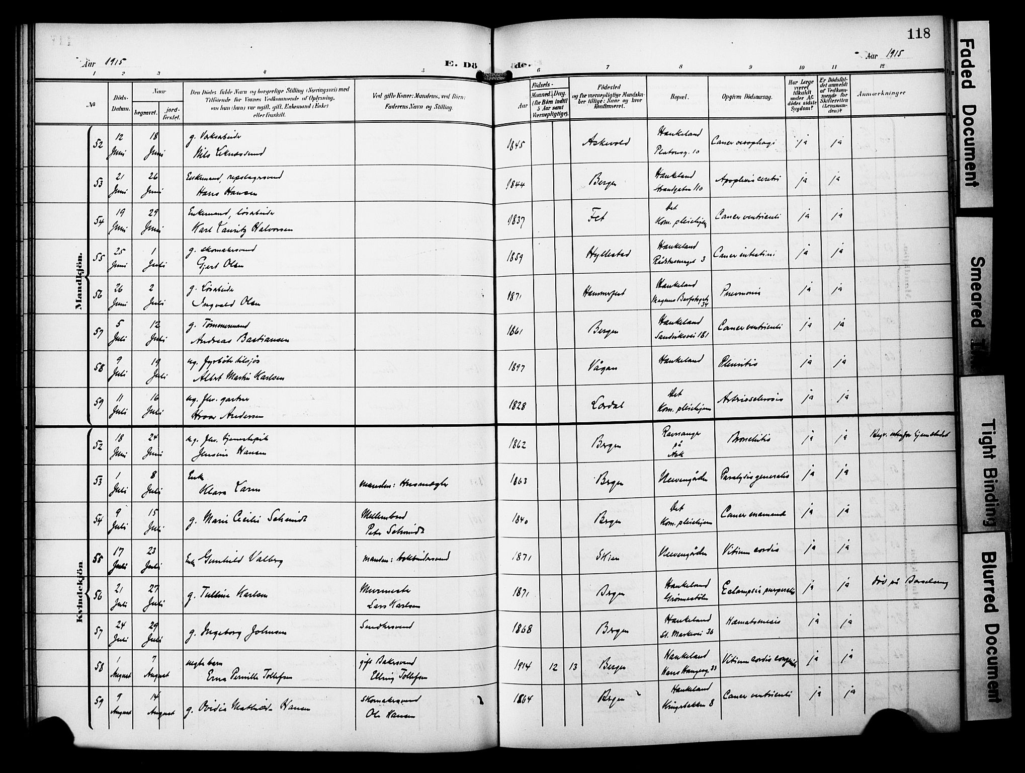 Bergen kommunale pleiehjem - stiftelsespresten, AV/SAB-A-100281: Ministerialbok nr. A 6, 1908-1920, s. 118