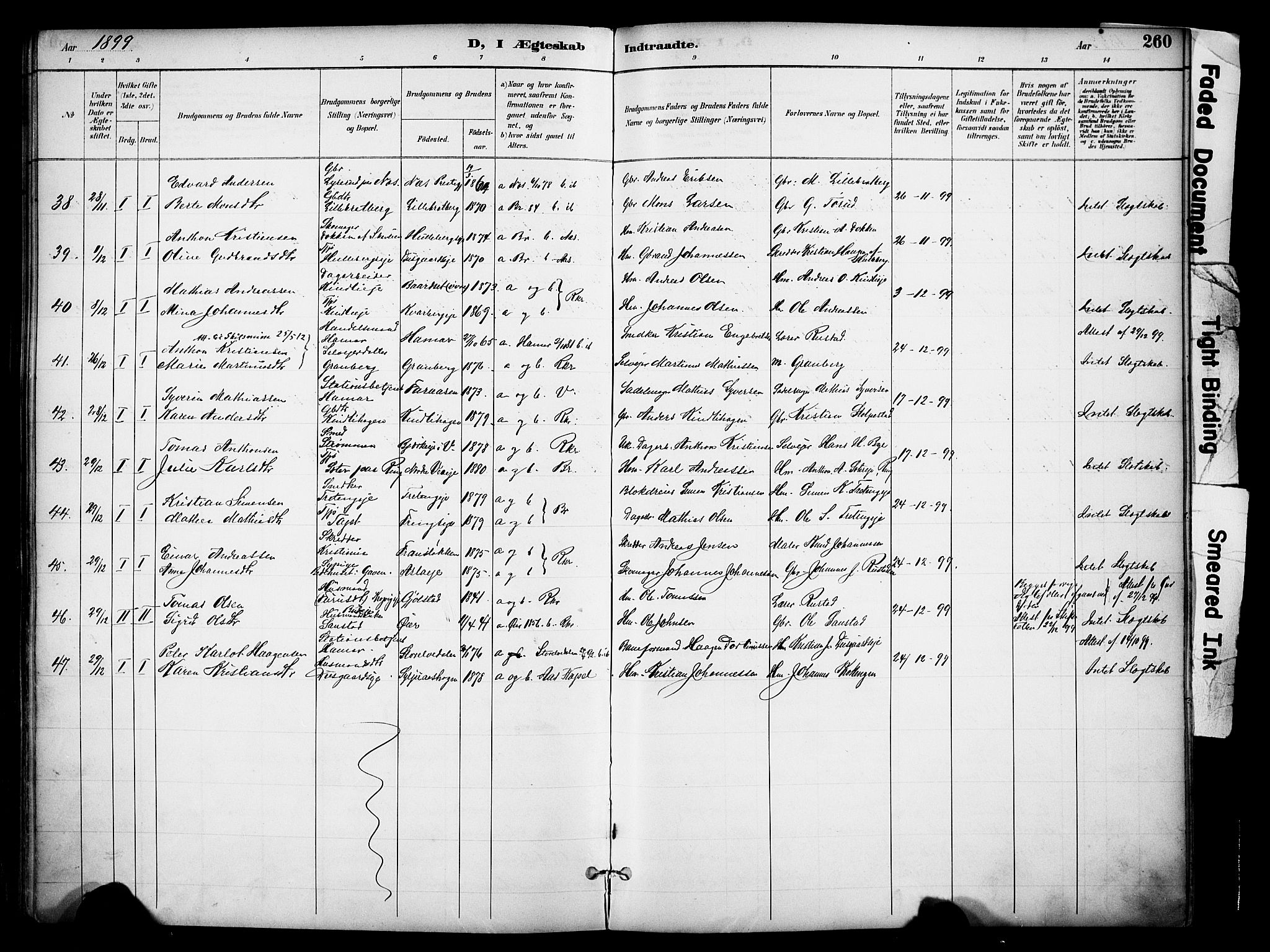 Ringsaker prestekontor, AV/SAH-PREST-014/K/Ka/L0017: Ministerialbok nr. 17, 1891-1902, s. 260