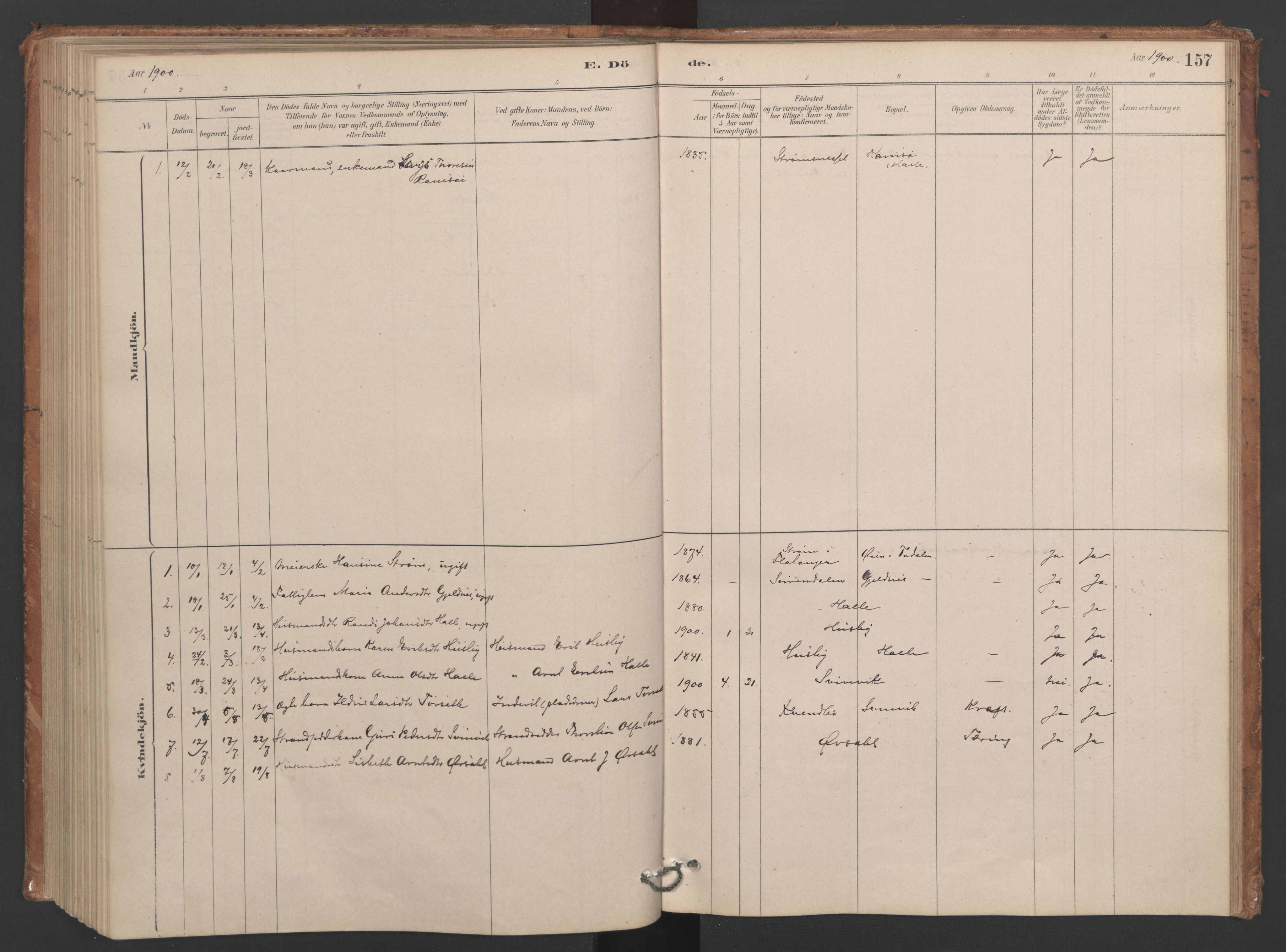 Ministerialprotokoller, klokkerbøker og fødselsregistre - Møre og Romsdal, SAT/A-1454/593/L1034: Ministerialbok nr. 593A01, 1879-1911, s. 157