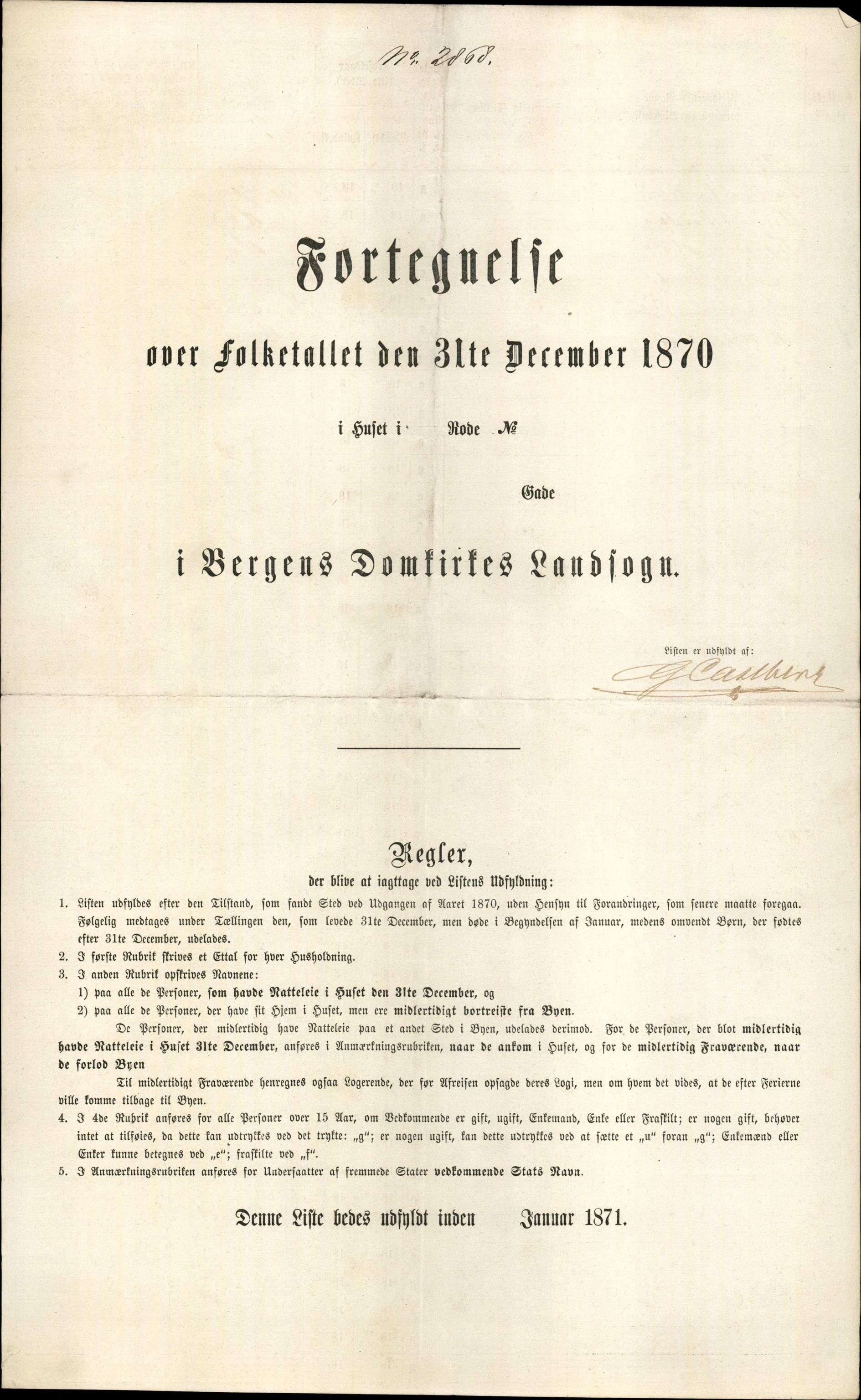 RA, Folketelling 1870 for 1301 Bergen kjøpstad, 1870