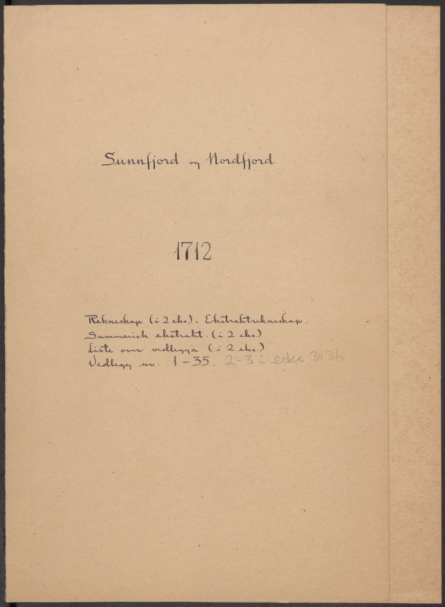 Rentekammeret inntil 1814, Reviderte regnskaper, Fogderegnskap, AV/RA-EA-4092/R53/L3435: Fogderegnskap Sunn- og Nordfjord, 1712, s. 2