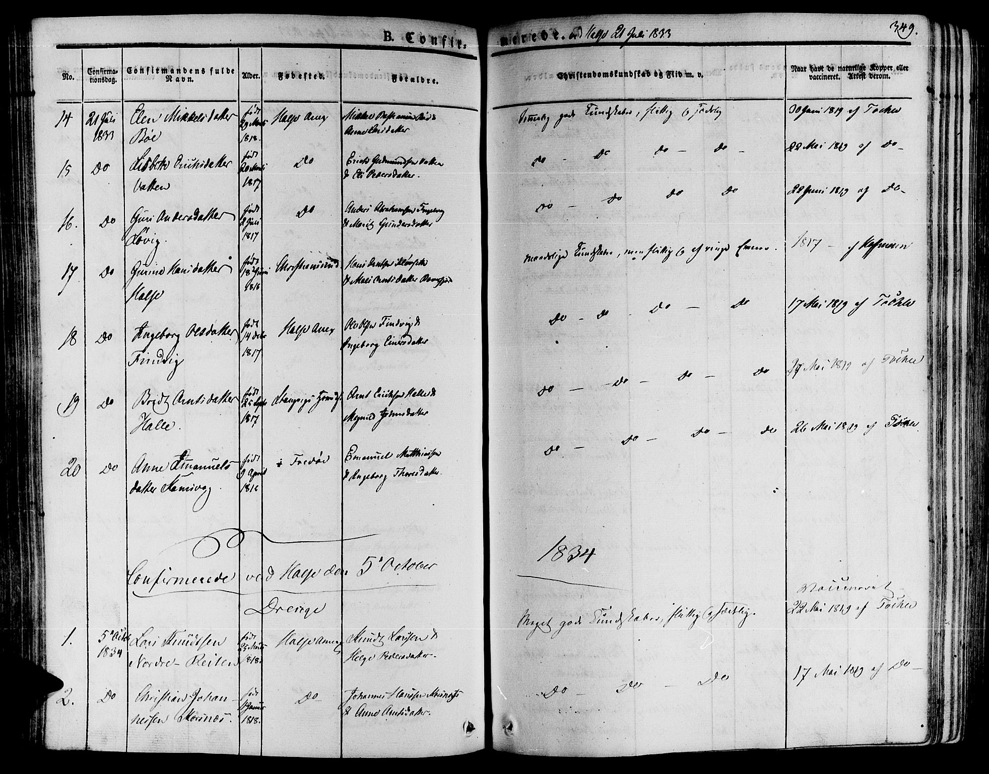 Ministerialprotokoller, klokkerbøker og fødselsregistre - Møre og Romsdal, SAT/A-1454/592/L1025: Ministerialbok nr. 592A03 /2, 1831-1849, s. 349