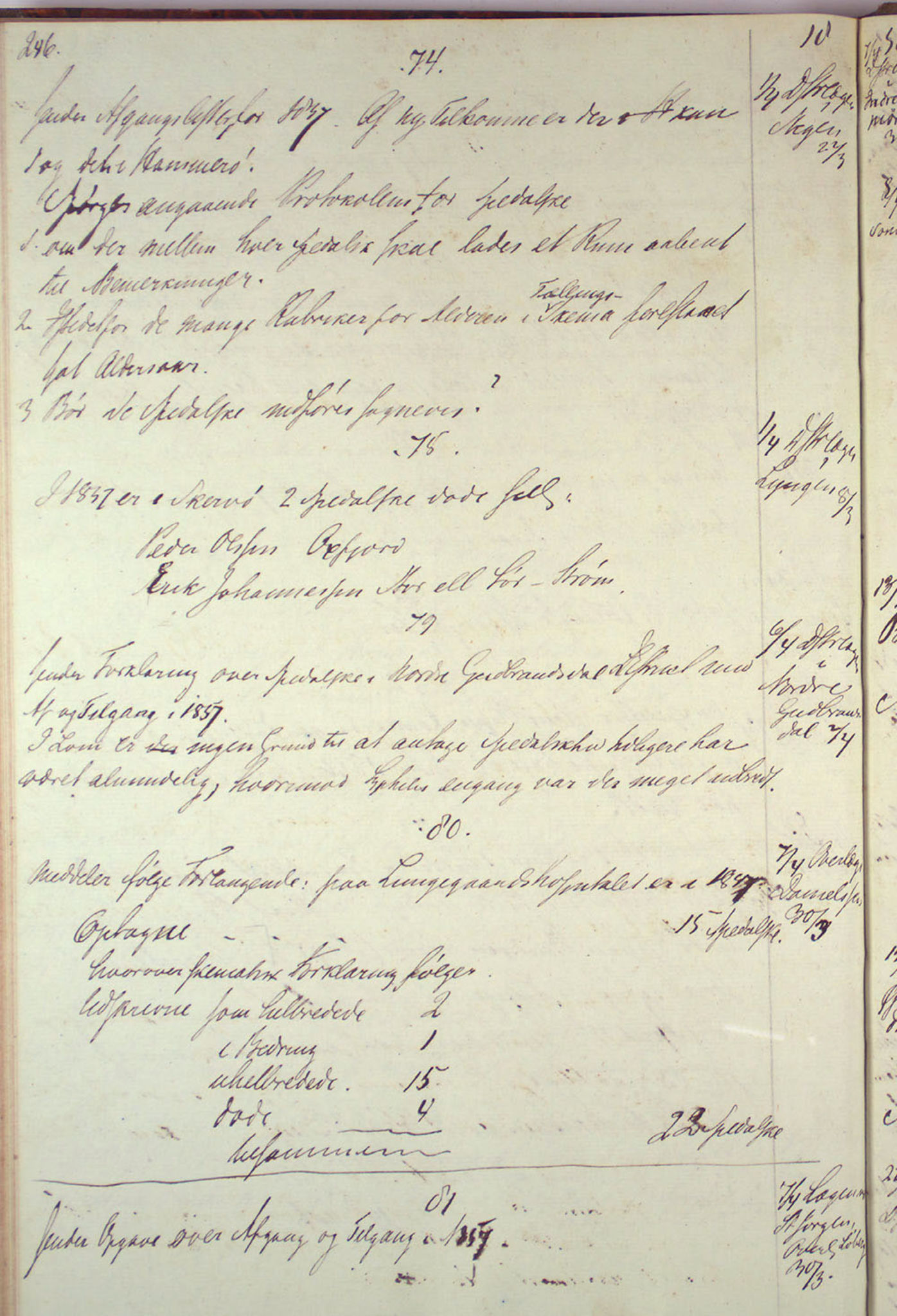 Lepraarkiver - Overlegen for den spedalske sykdom, AV/SAB-A-61001/B.c/L0001: Journal, 1854-1859, s. 246