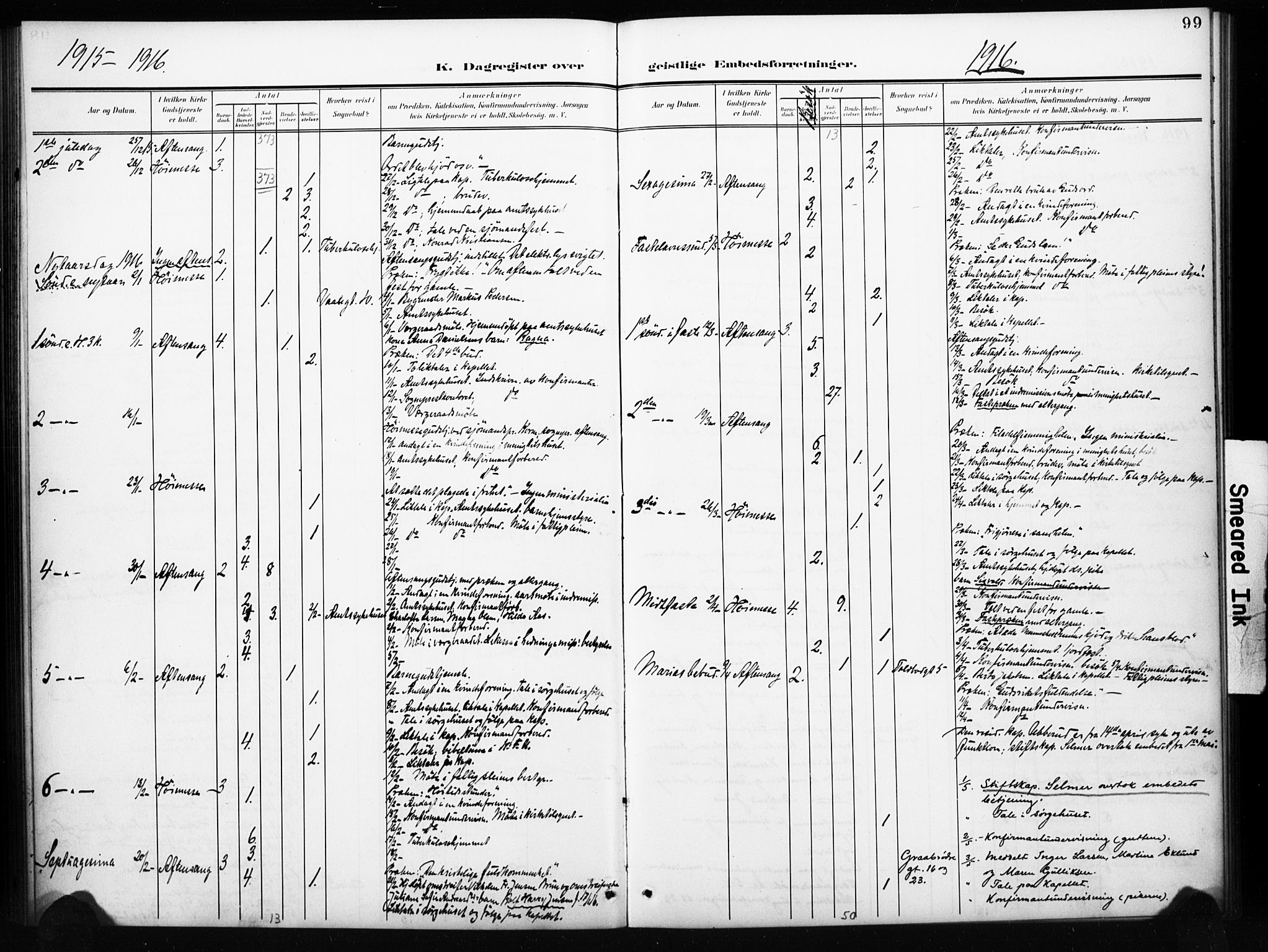 Tønsberg kirkebøker, AV/SAKO-A-330/I/Ib/L0002: Dagsregister nr. II 2, 1902-1930, s. 99