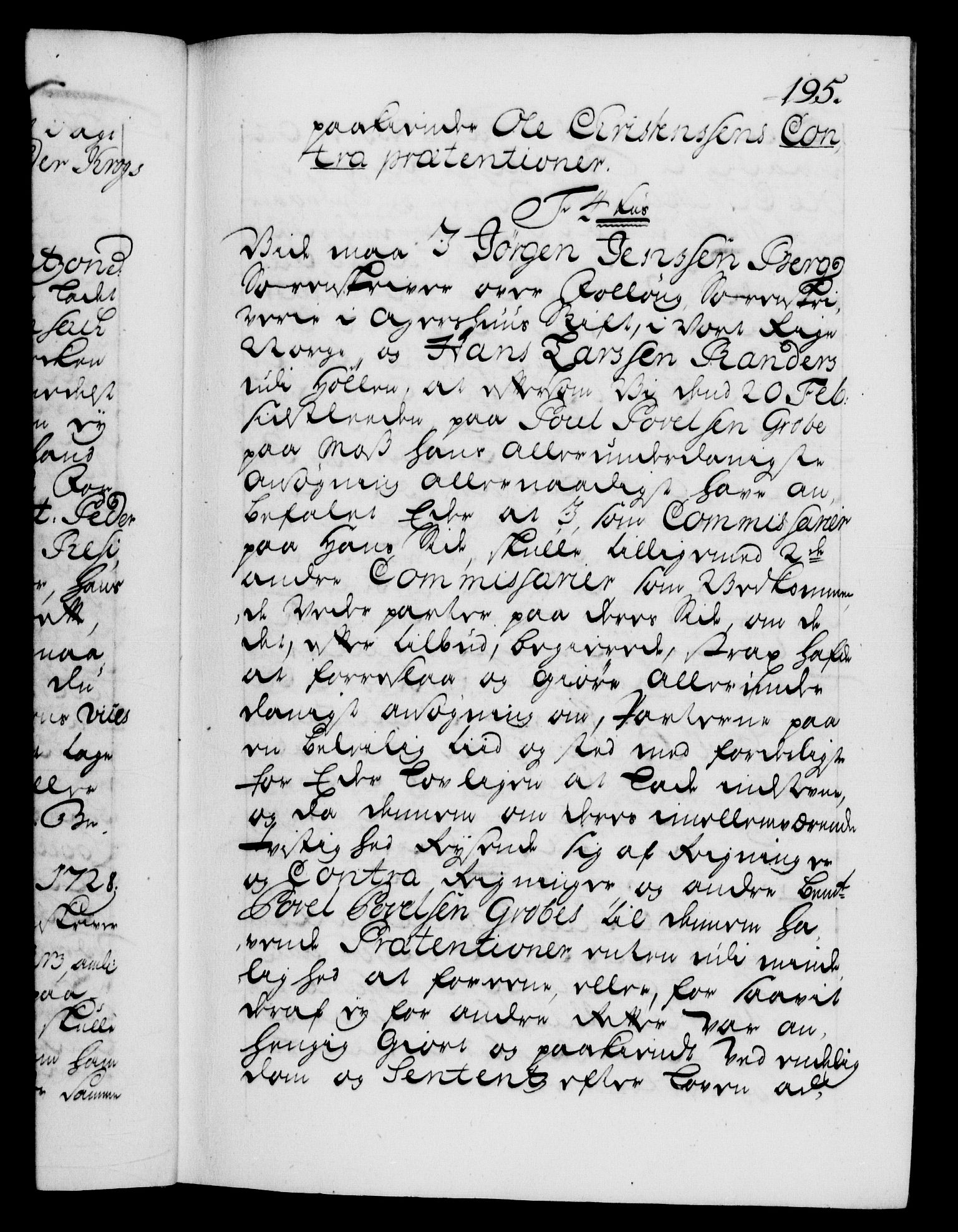 Danske Kanselli 1572-1799, AV/RA-EA-3023/F/Fc/Fca/Fcab/L0024: Norske tegnelser, 1728-1730, s. 195a