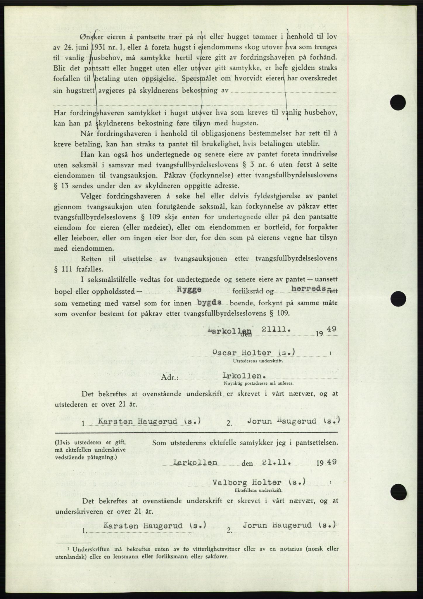 Moss sorenskriveri, SAO/A-10168: Pantebok nr. B23, 1949-1950, Dagboknr: 3603/1949