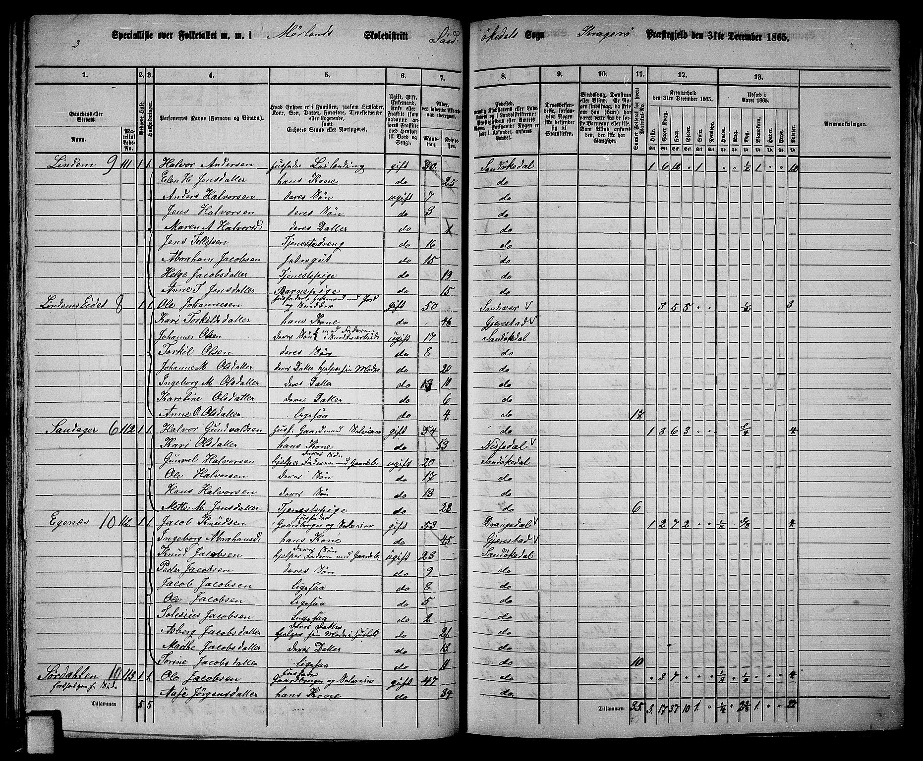 RA, Folketelling 1865 for 0816L Kragerø prestegjeld, Sannidal sokn og Skåtøy sokn, 1865, s. 67