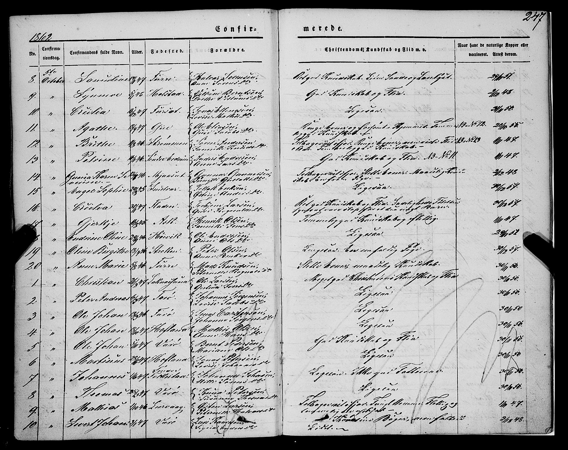 Askvoll sokneprestembete, AV/SAB-A-79501/H/Haa/Haaa/L0011/0001: Ministerialbok nr. A 11 I, 1845-1864, s. 247