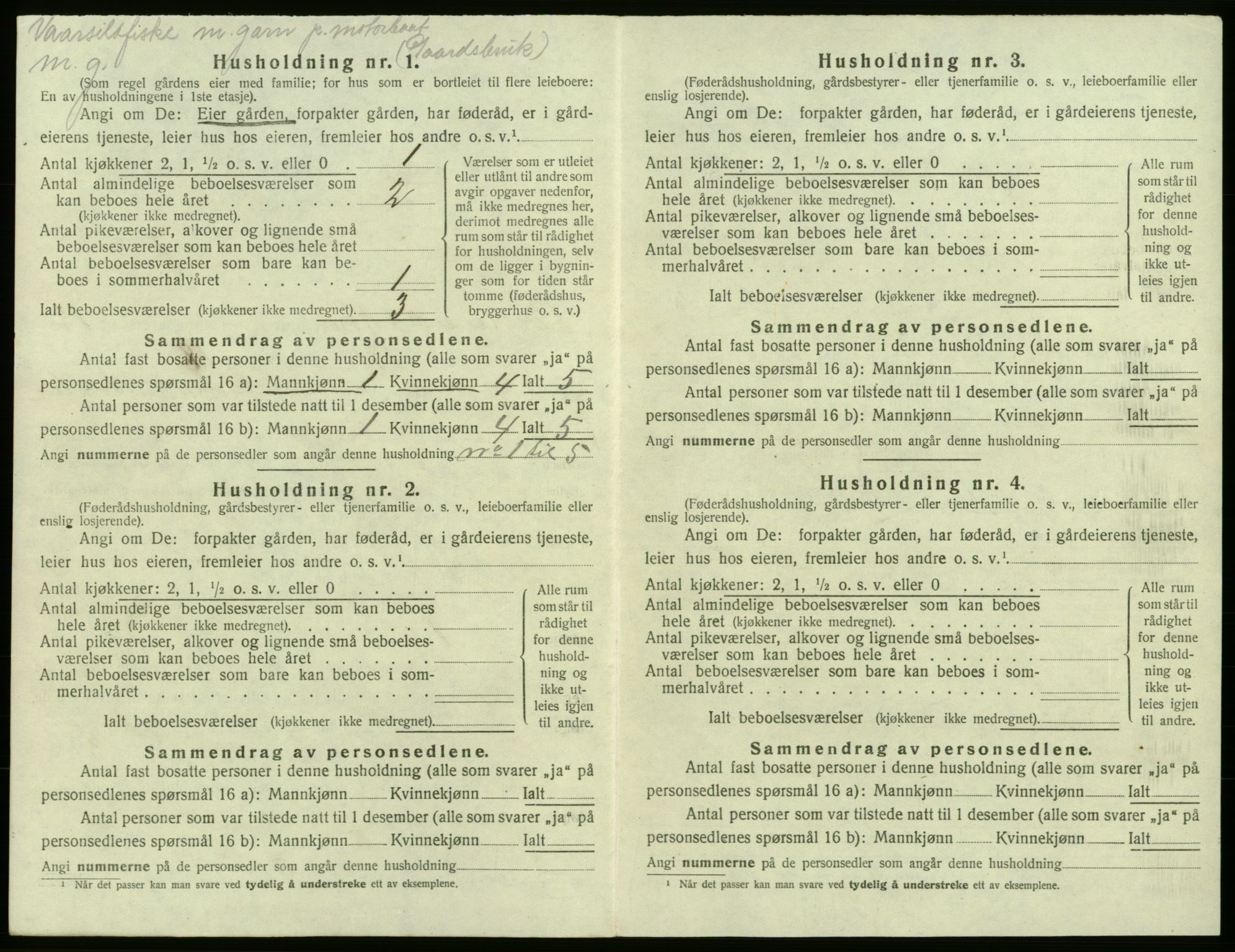 SAB, Folketelling 1920 for 1220 Bremnes herred, 1920, s. 1039