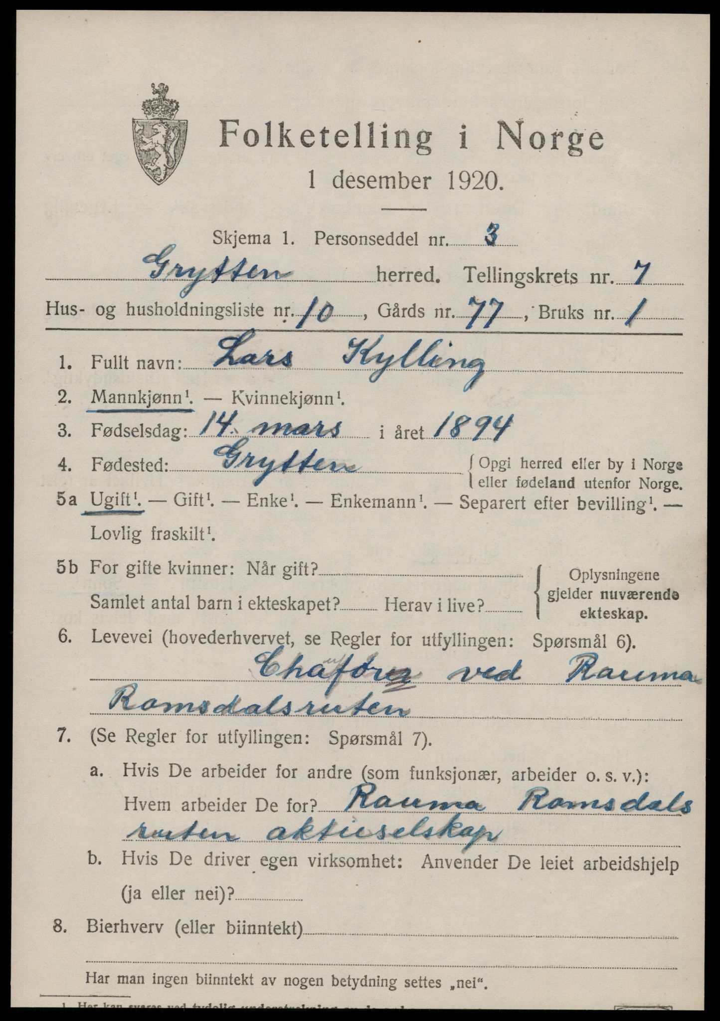 SAT, Folketelling 1920 for 1539 Grytten herred, 1920, s. 4974