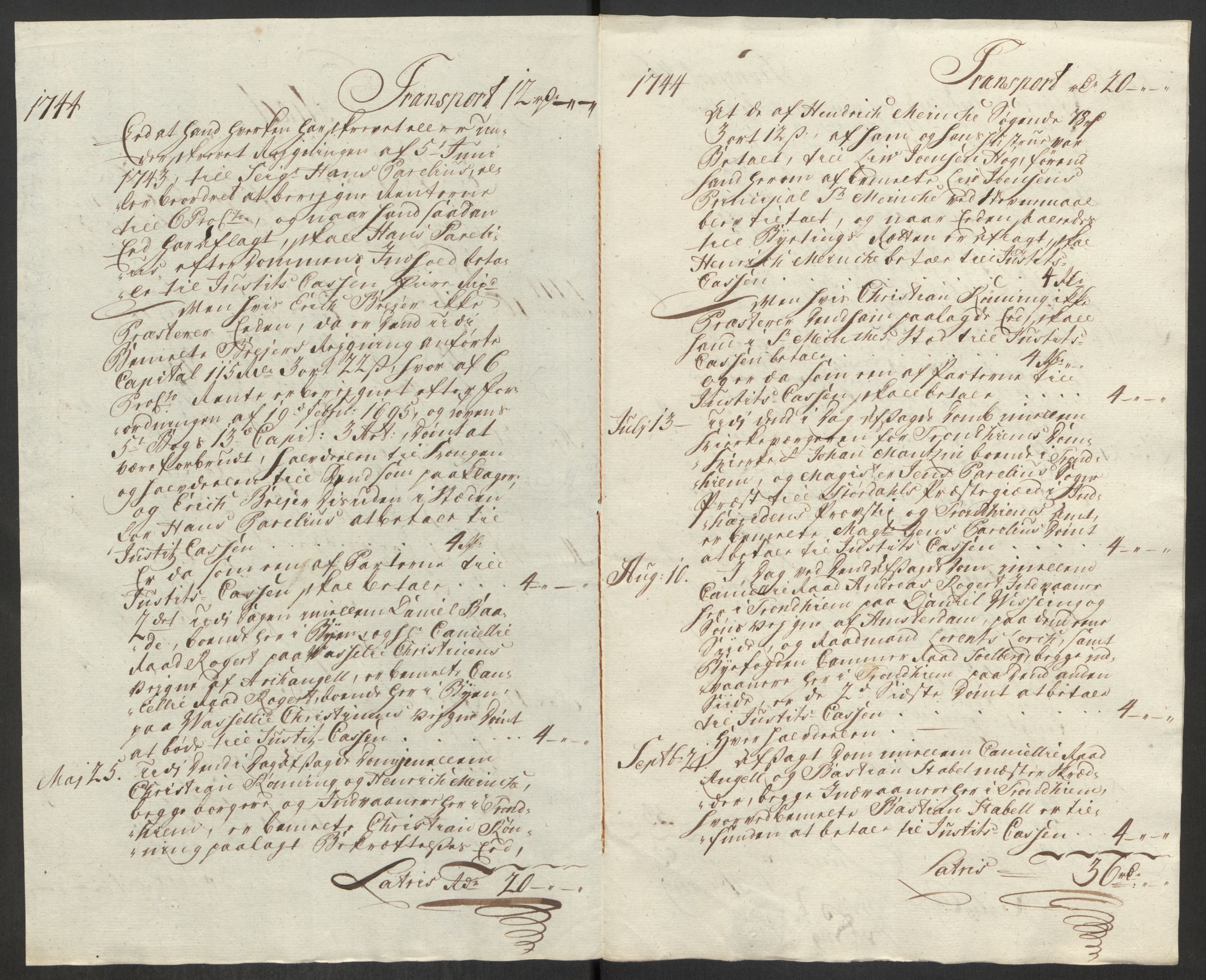 Rentekammeret inntil 1814, Reviderte regnskaper, Byregnskaper, RA/EA-4066/R/Rs/L0541: [S22] Sikt og sakefall, 1743-1746, s. 192