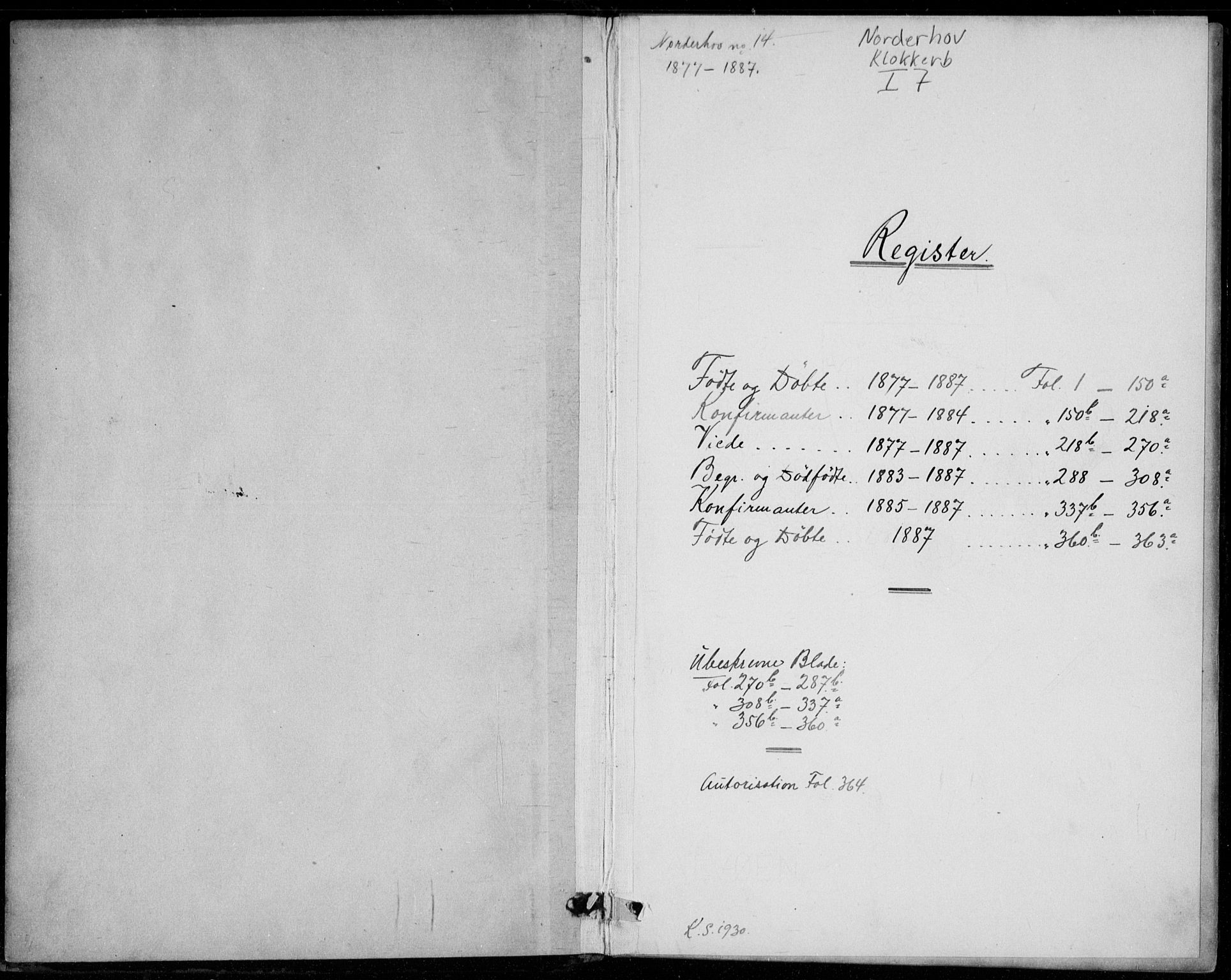 Norderhov kirkebøker, SAKO/A-237/G/Ga/L0007: Klokkerbok nr. I 7, 1877-1887