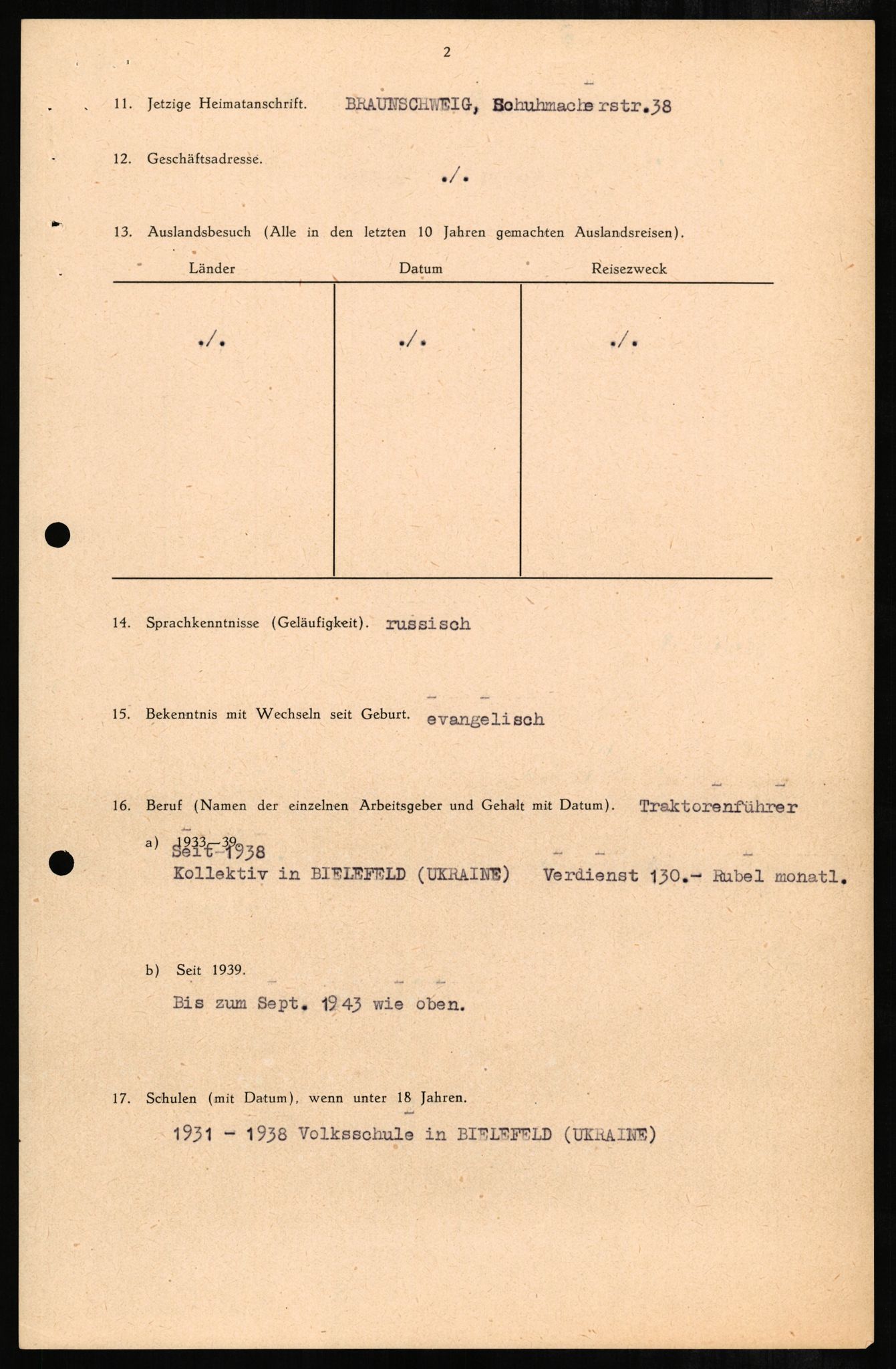 Forsvaret, Forsvarets overkommando II, AV/RA-RAFA-3915/D/Db/L0002: CI Questionaires. Tyske okkupasjonsstyrker i Norge. Tyskere., 1945-1946, s. 7