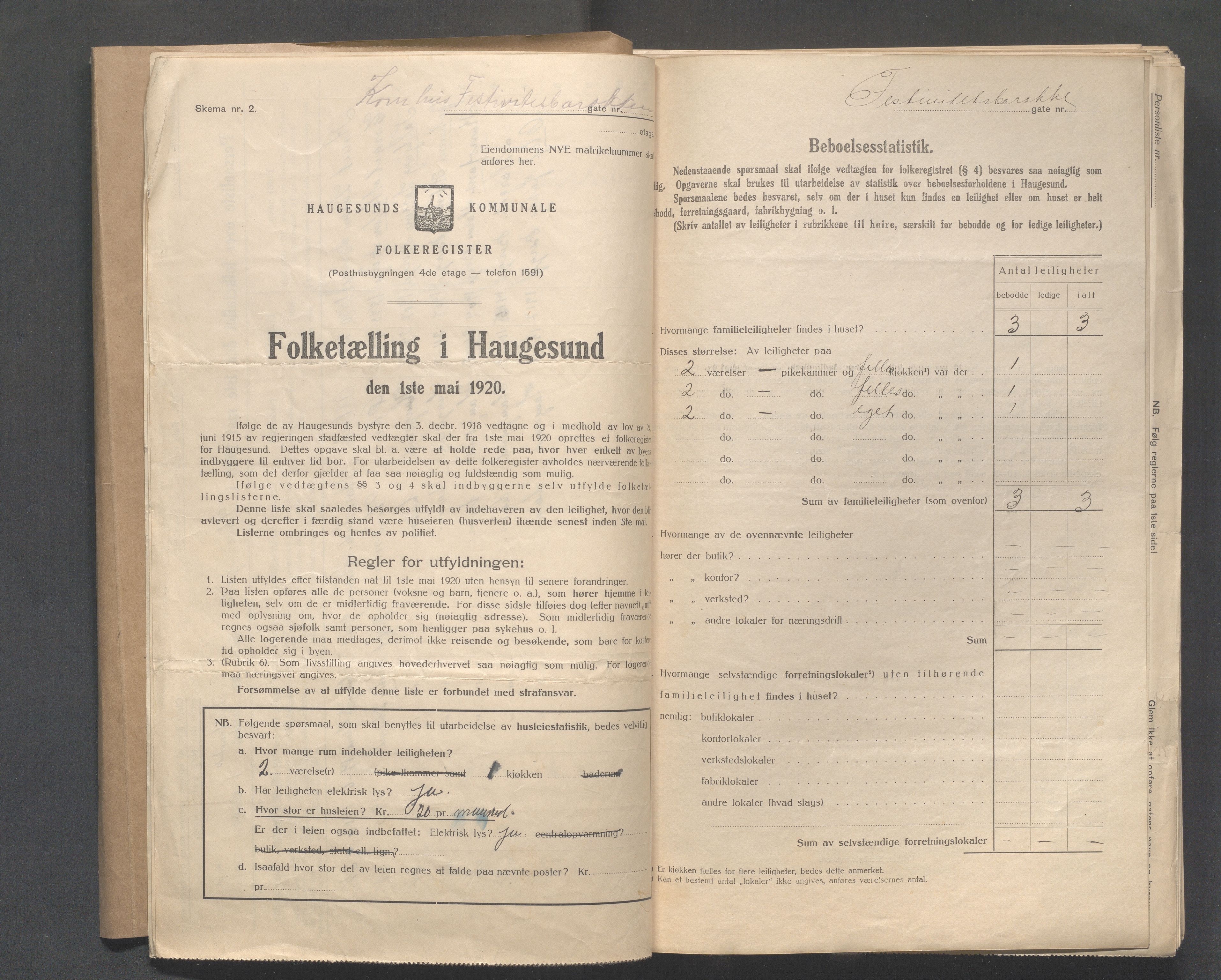 IKAR, Kommunal folketelling 1.5.1920 for Haugesund, 1920, s. 3430