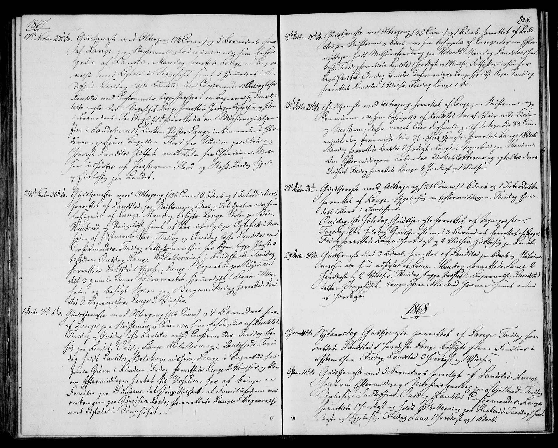 Sandar kirkebøker, AV/SAKO-A-243/F/Fa/L0009: Ministerialbok nr. 9, 1862-1871, s. 324