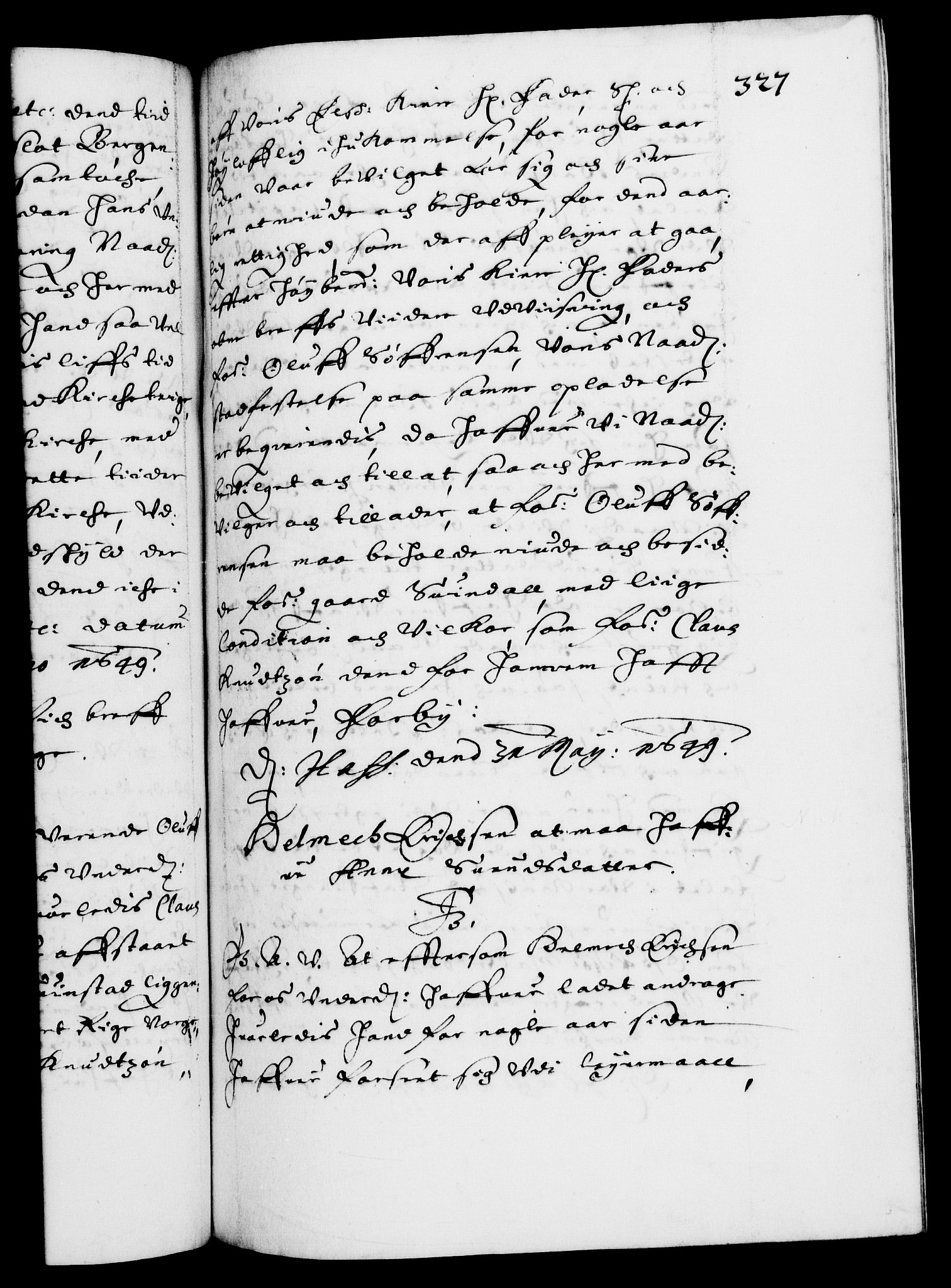 Danske Kanselli 1572-1799, RA/EA-3023/F/Fc/Fca/Fcaa/L0007: Norske registre (mikrofilm), 1648-1650, s. 327a