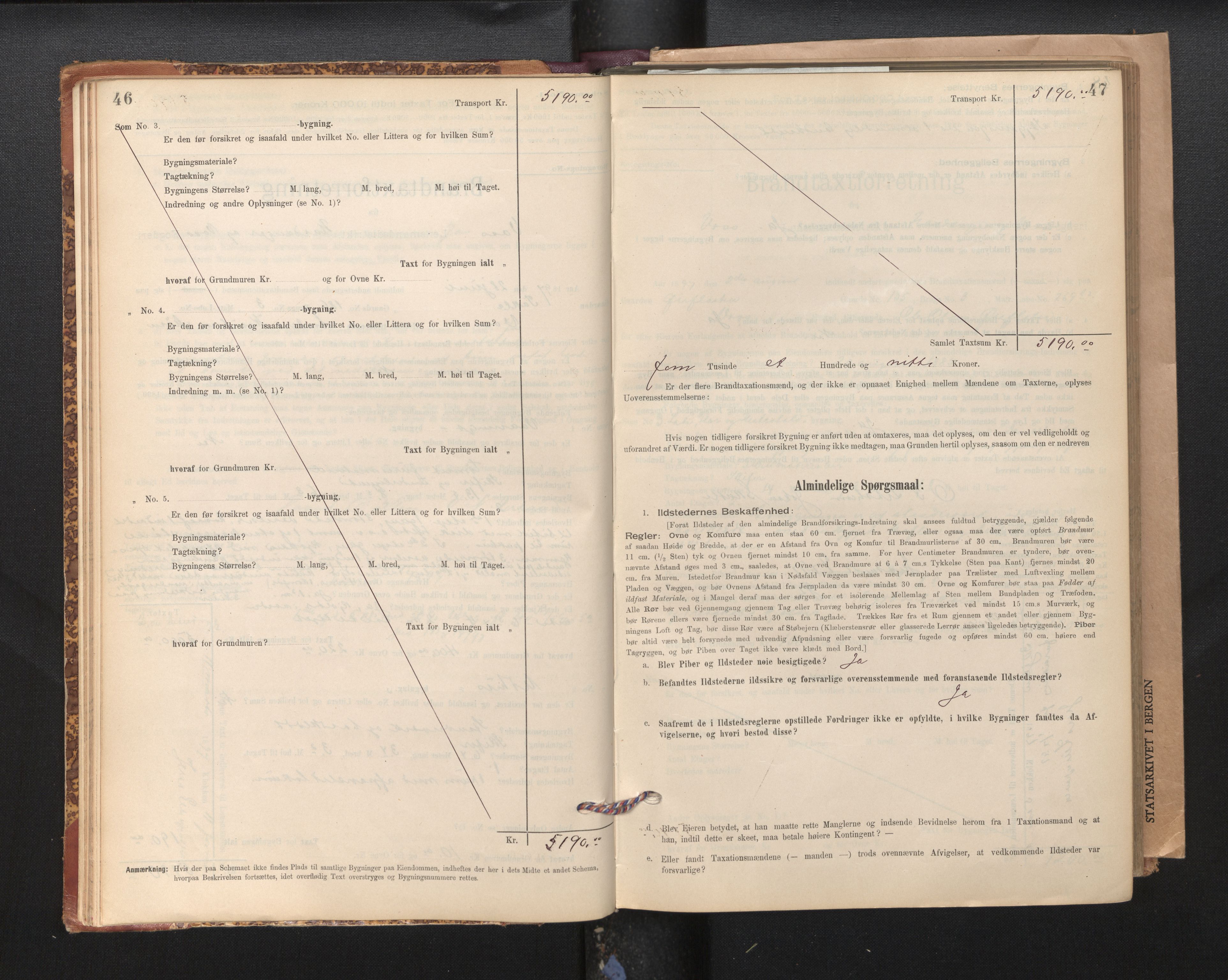 Lensmannen i Voss, SAB/A-35801/0012/L0008: Branntakstprotokoll, skjematakst, 1895-1945, s. 46-47