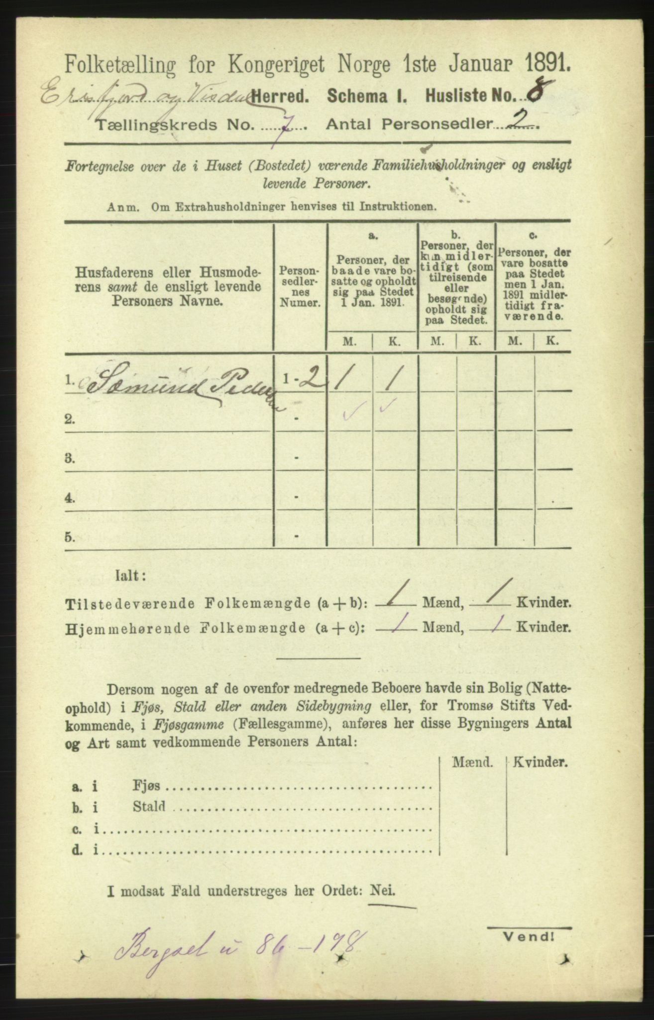 RA, Folketelling 1891 for 1542 Eresfjord og Vistdal herred, 1891, s. 1922