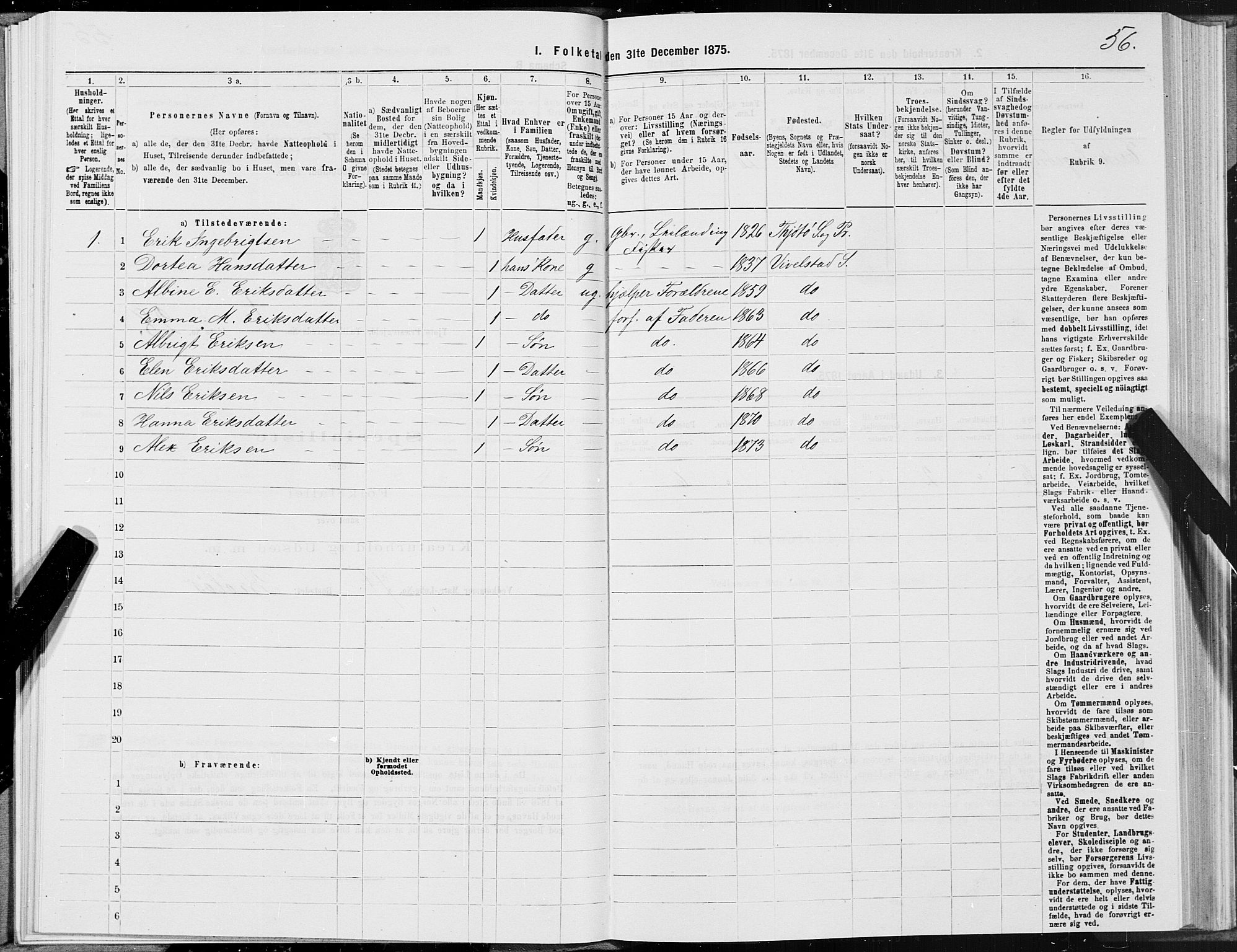 SAT, Folketelling 1875 for 1817P Tjøtta prestegjeld, 1875, s. 1056