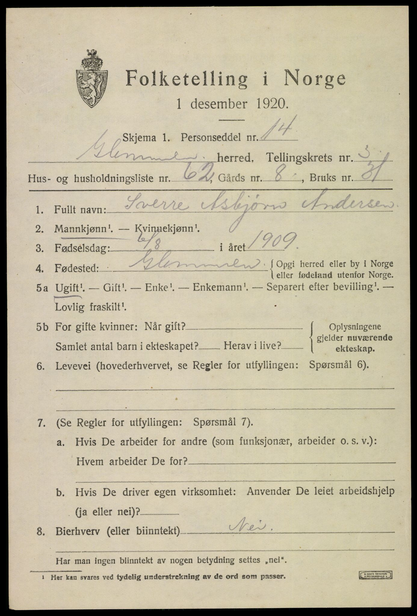 SAO, Folketelling 1920 for 0132 Glemmen herred, 1920, s. 7215