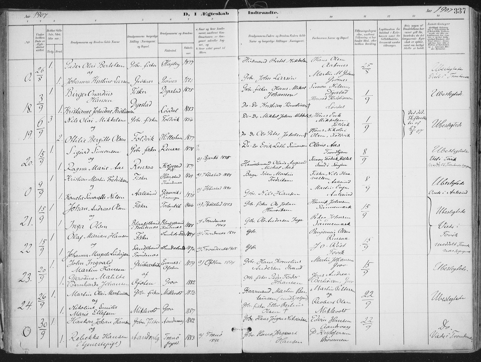 Ibestad sokneprestembete, AV/SATØ-S-0077/H/Ha/Haa/L0017kirke: Ministerialbok nr. 17, 1901-1914, s. 337