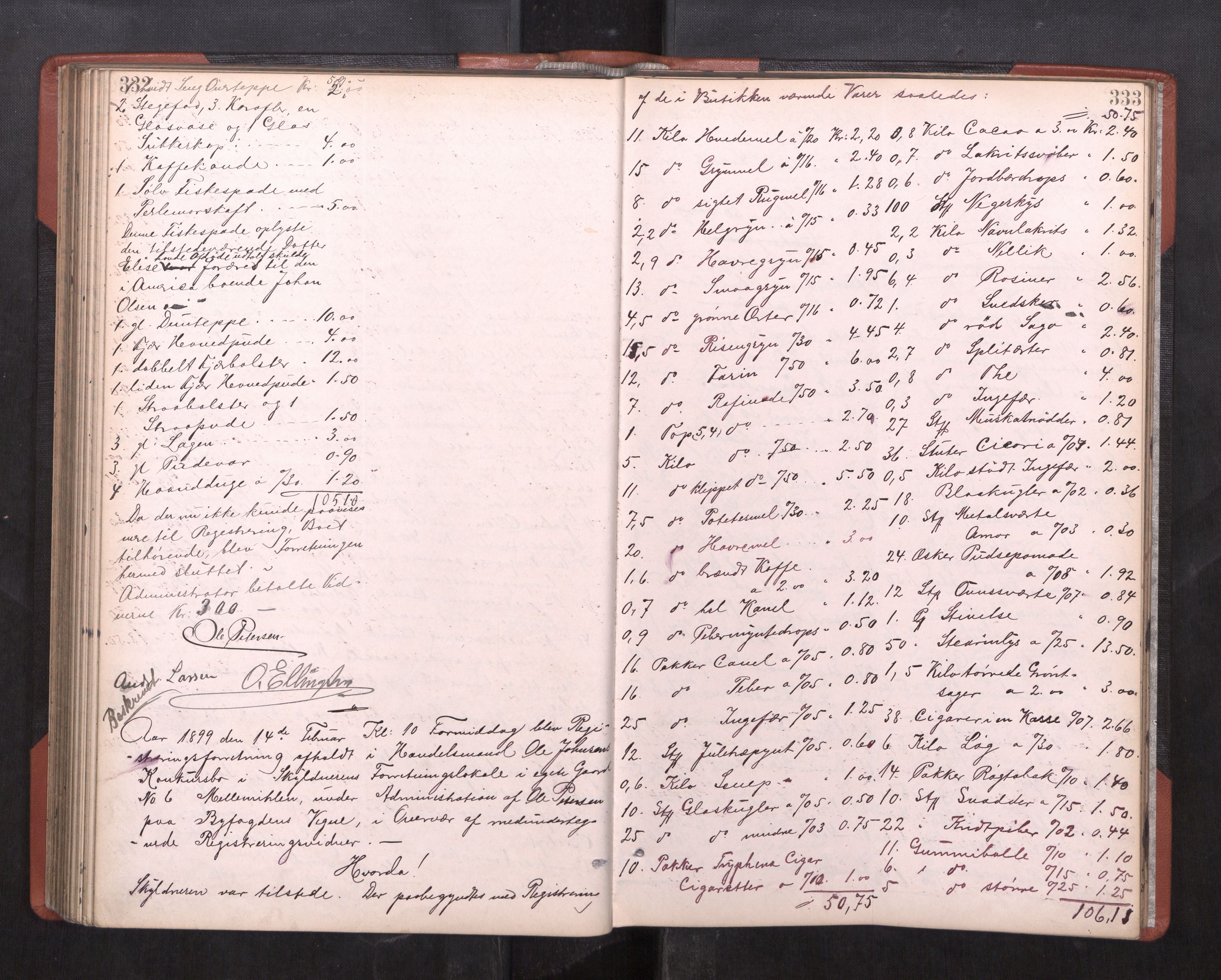 Trondheim byfogd, AV/SAT-A-0003/1/3/3C/L0016: Skifteregistreringsprotokoll (u/ register), 1894-1899, s. 332-333