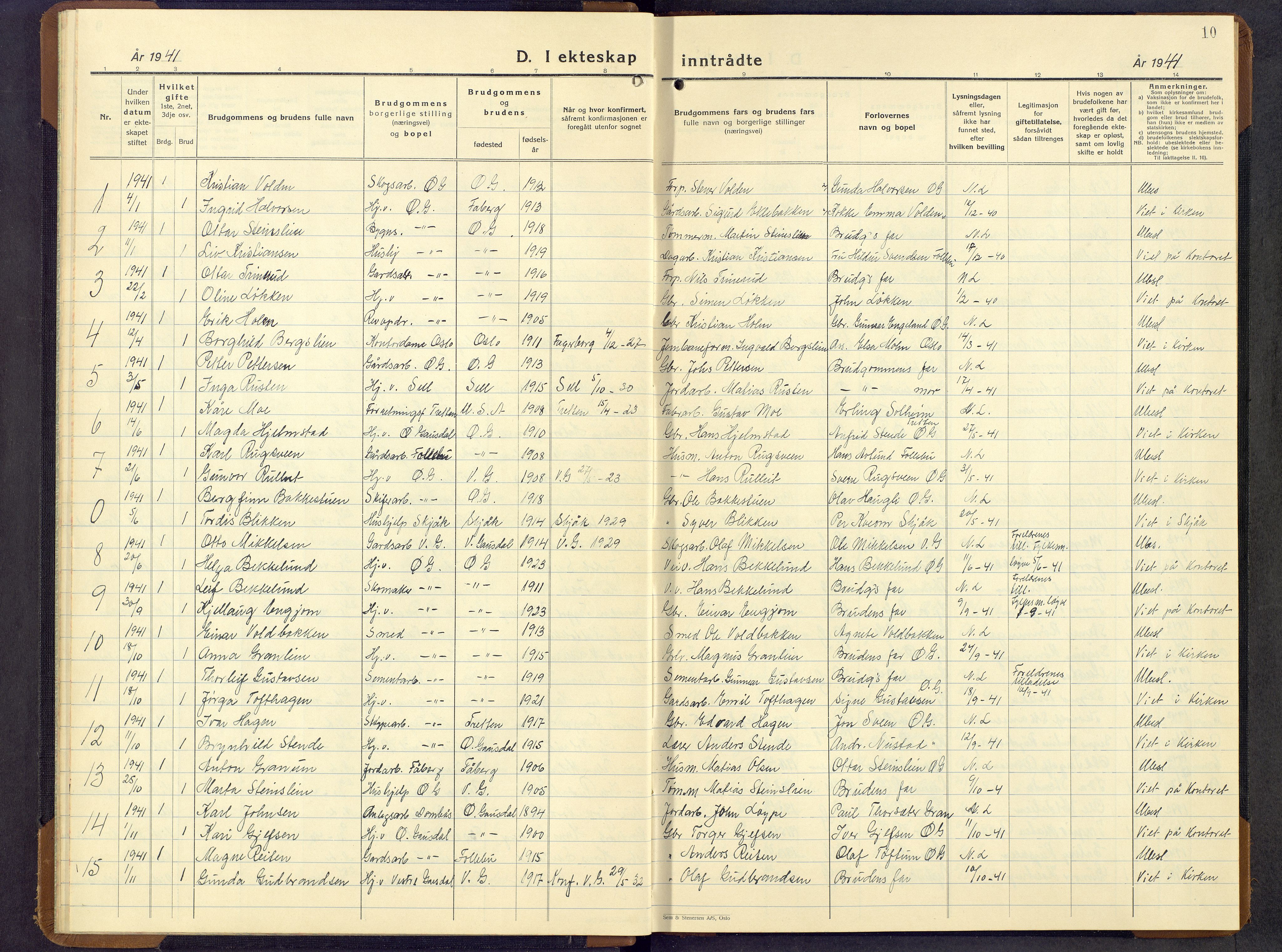 Østre Gausdal prestekontor, AV/SAH-PREST-092/H/Ha/Hab/L0012: Klokkerbok nr. 12, 1936-1964, s. 10