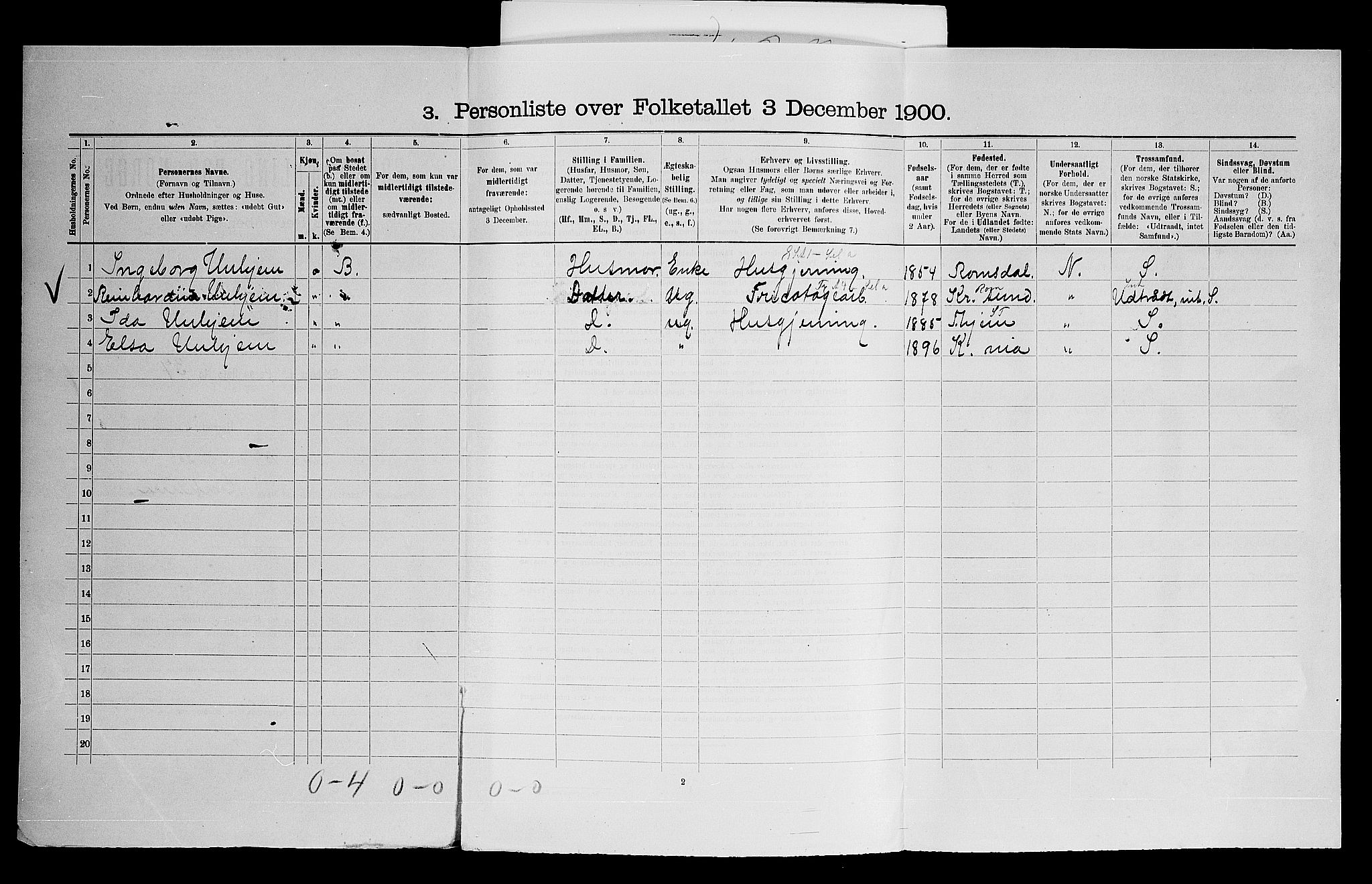 SAO, Folketelling 1900 for 0219 Bærum herred, 1900