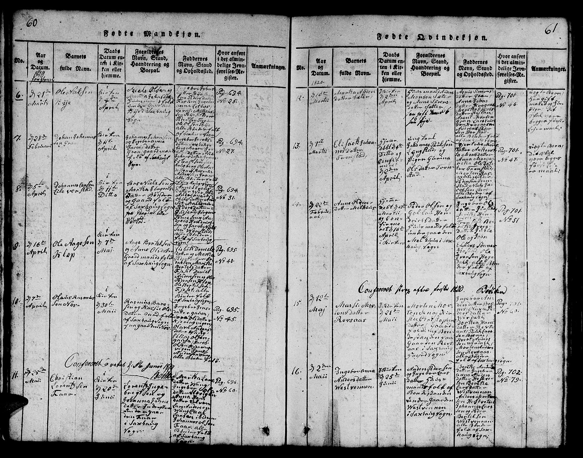Ministerialprotokoller, klokkerbøker og fødselsregistre - Nord-Trøndelag, SAT/A-1458/730/L0298: Klokkerbok nr. 730C01, 1816-1849, s. 60-61