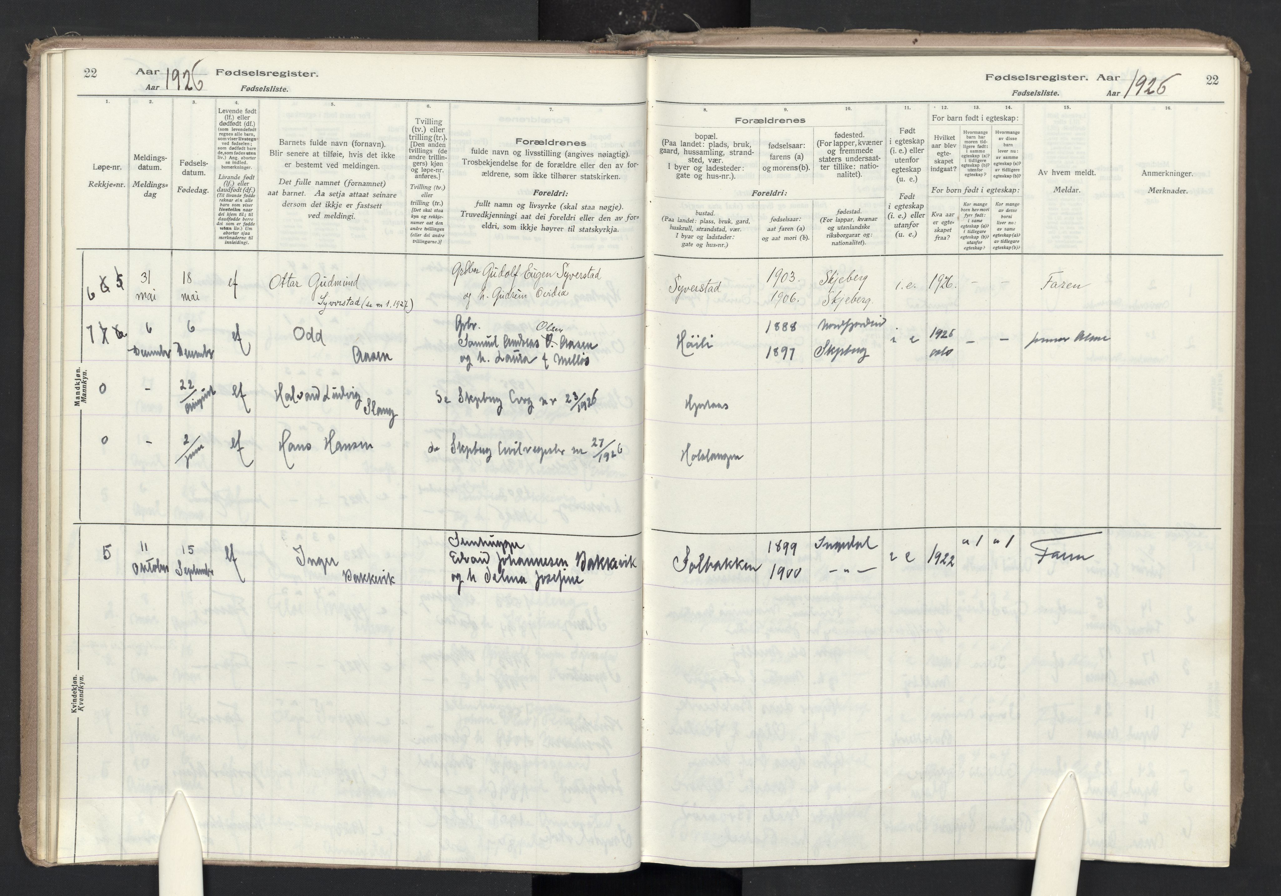 Skjeberg prestekontor Kirkebøker, AV/SAO-A-10923/J/Jc/L0001: Fødselsregister nr. III 1, 1916-1986, s. 22