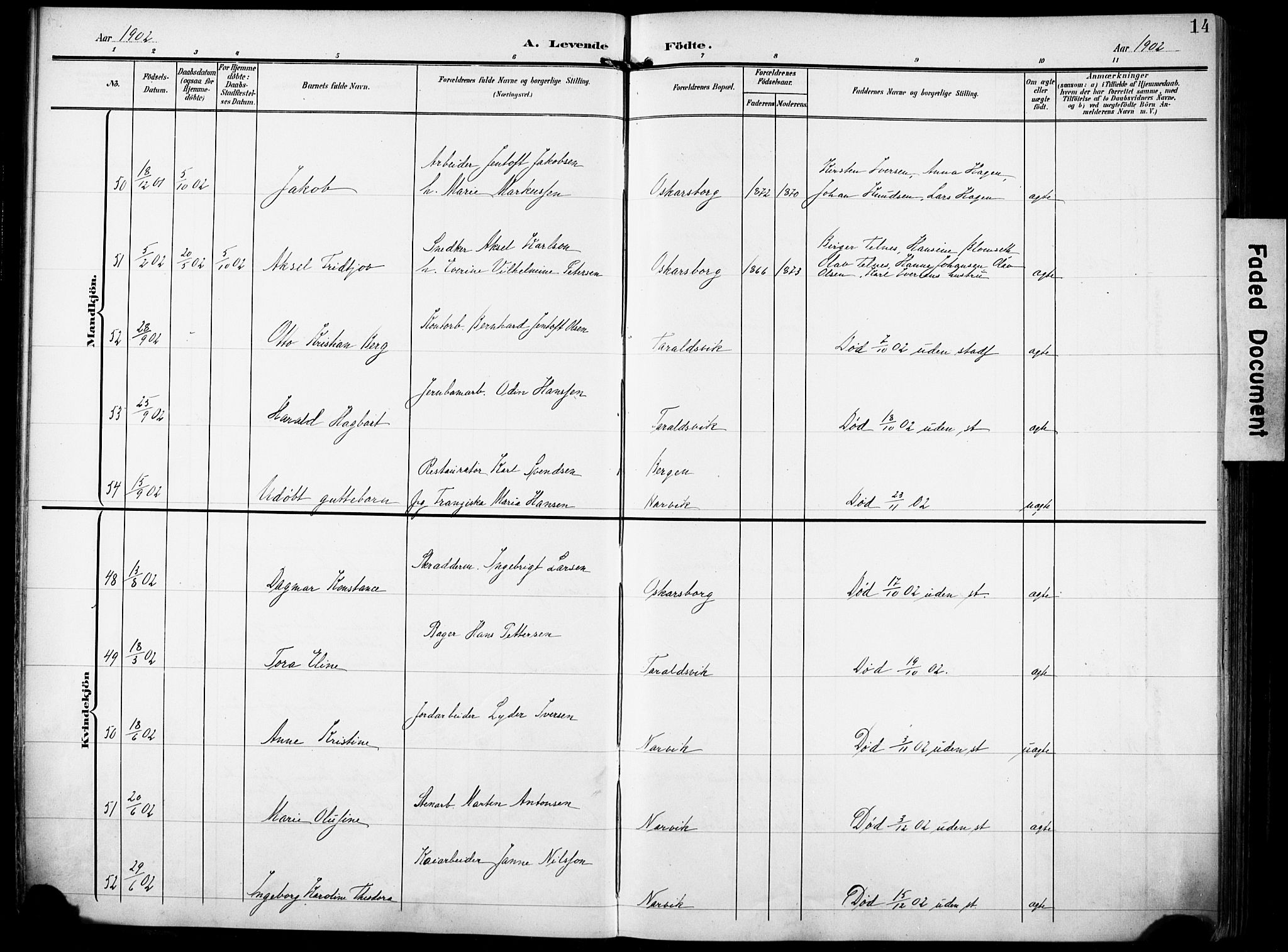 Ministerialprotokoller, klokkerbøker og fødselsregistre - Nordland, AV/SAT-A-1459/871/L0994: Ministerialbok nr. 871A10, 1902-1910, s. 14