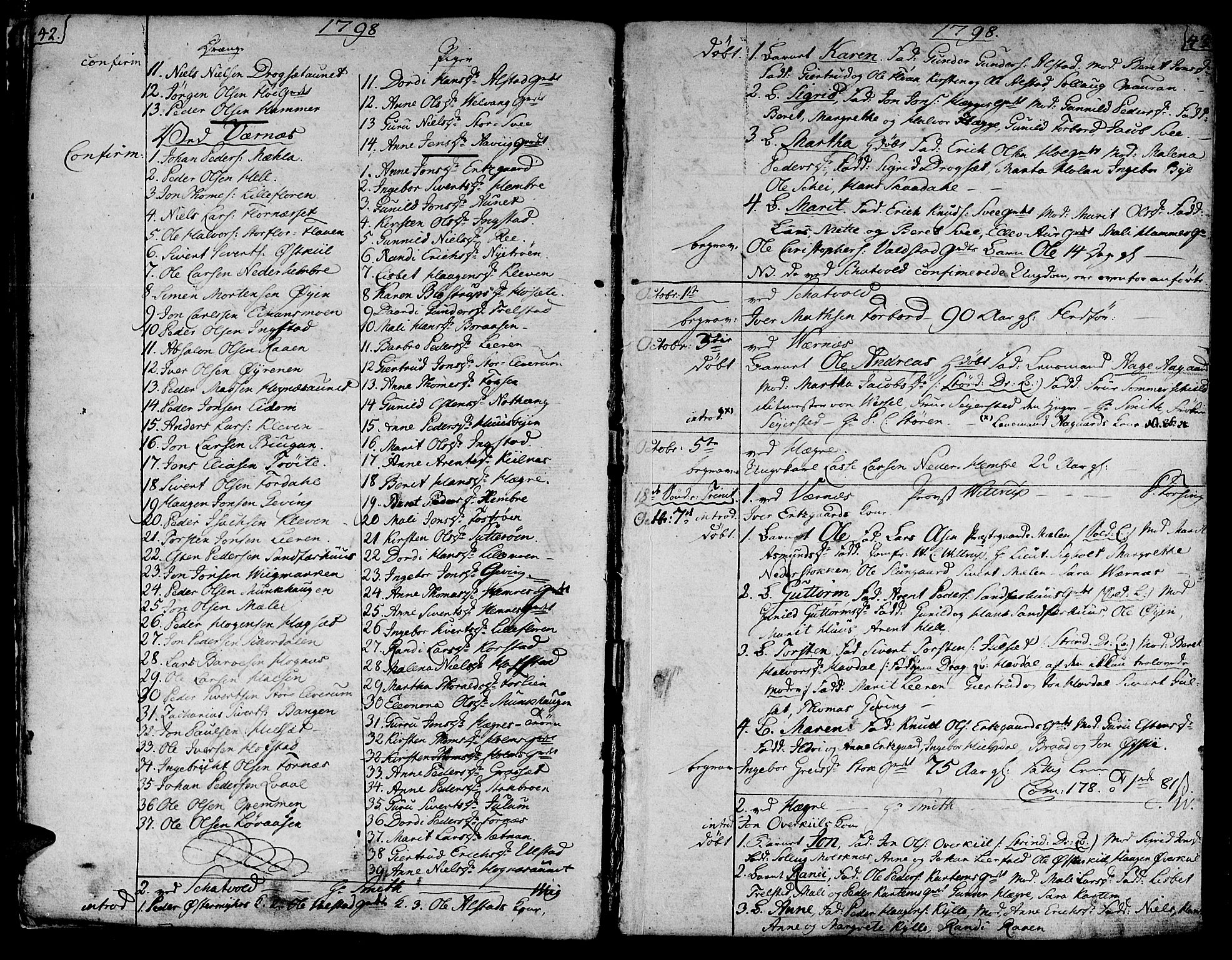 Ministerialprotokoller, klokkerbøker og fødselsregistre - Nord-Trøndelag, AV/SAT-A-1458/709/L0060: Ministerialbok nr. 709A07, 1797-1815, s. 42-43
