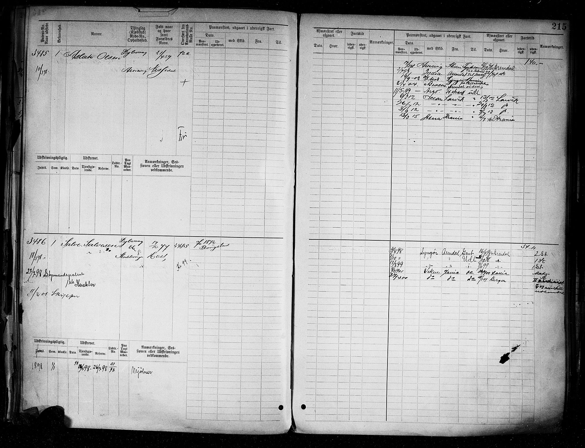 Tvedestrand mønstringskrets, AV/SAK-2031-0011/F/Fb/L0005: Hovedrulle A nr 3057-3817, R-6, 1890-1920, s. 219
